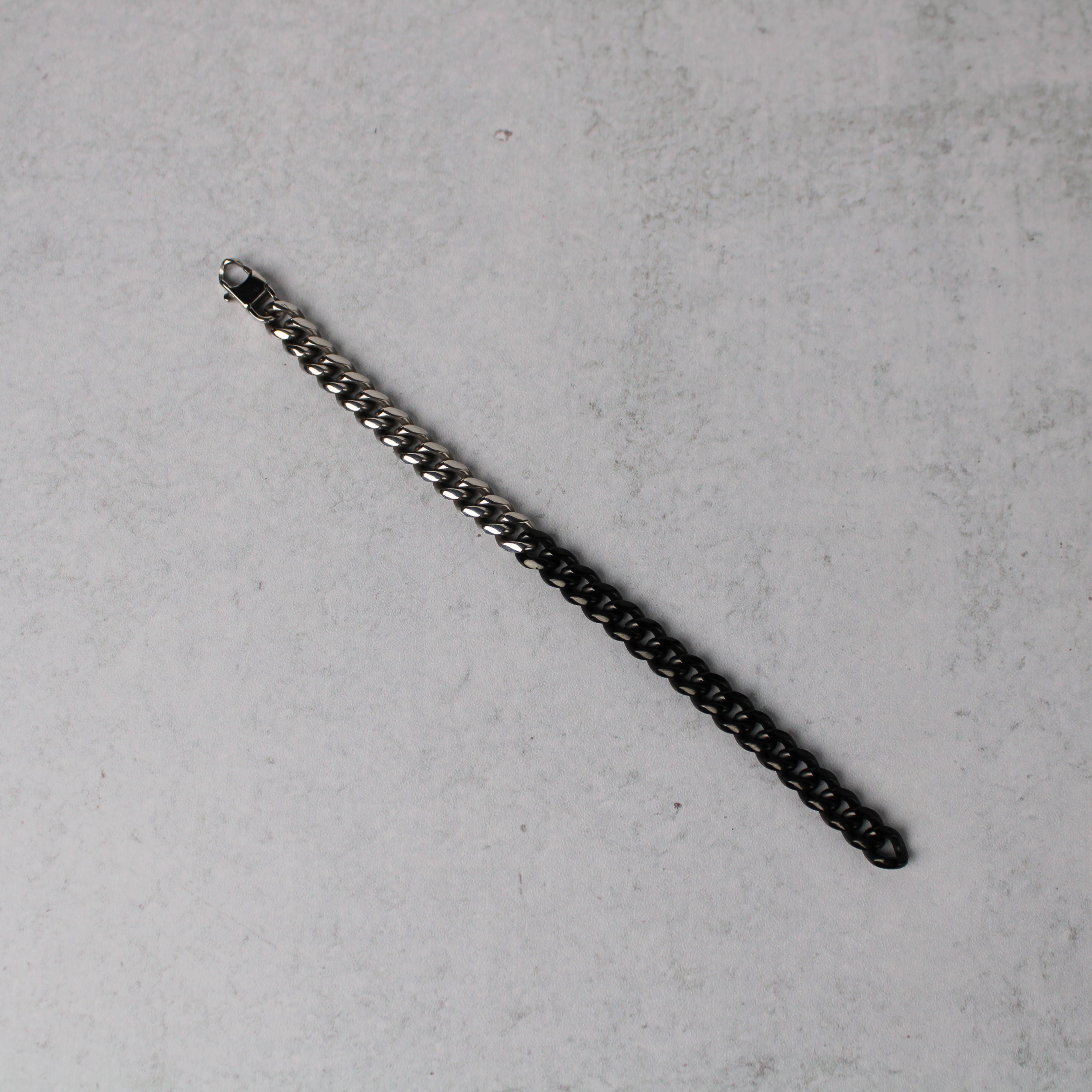 Jewelry Silver/Black 8mm Cuban Link Bracelet 7" 8" Size ONE SIZE - 5 Thumbnail