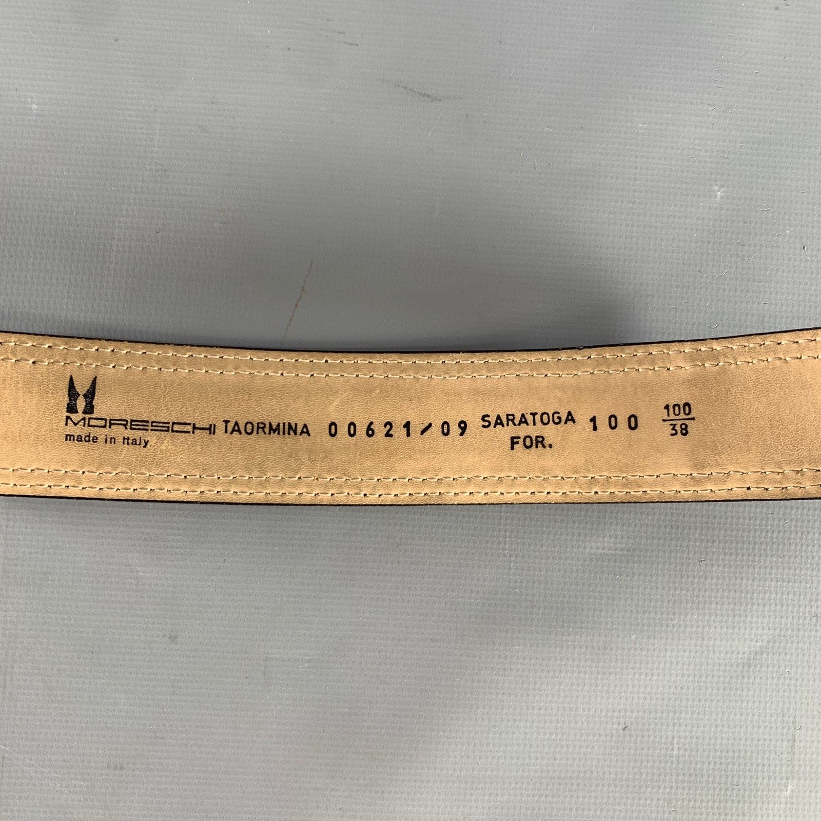 Moreschi MORESCHI Size 38 Black Perforated Leather Belt Size 38 - 5 Thumbnail