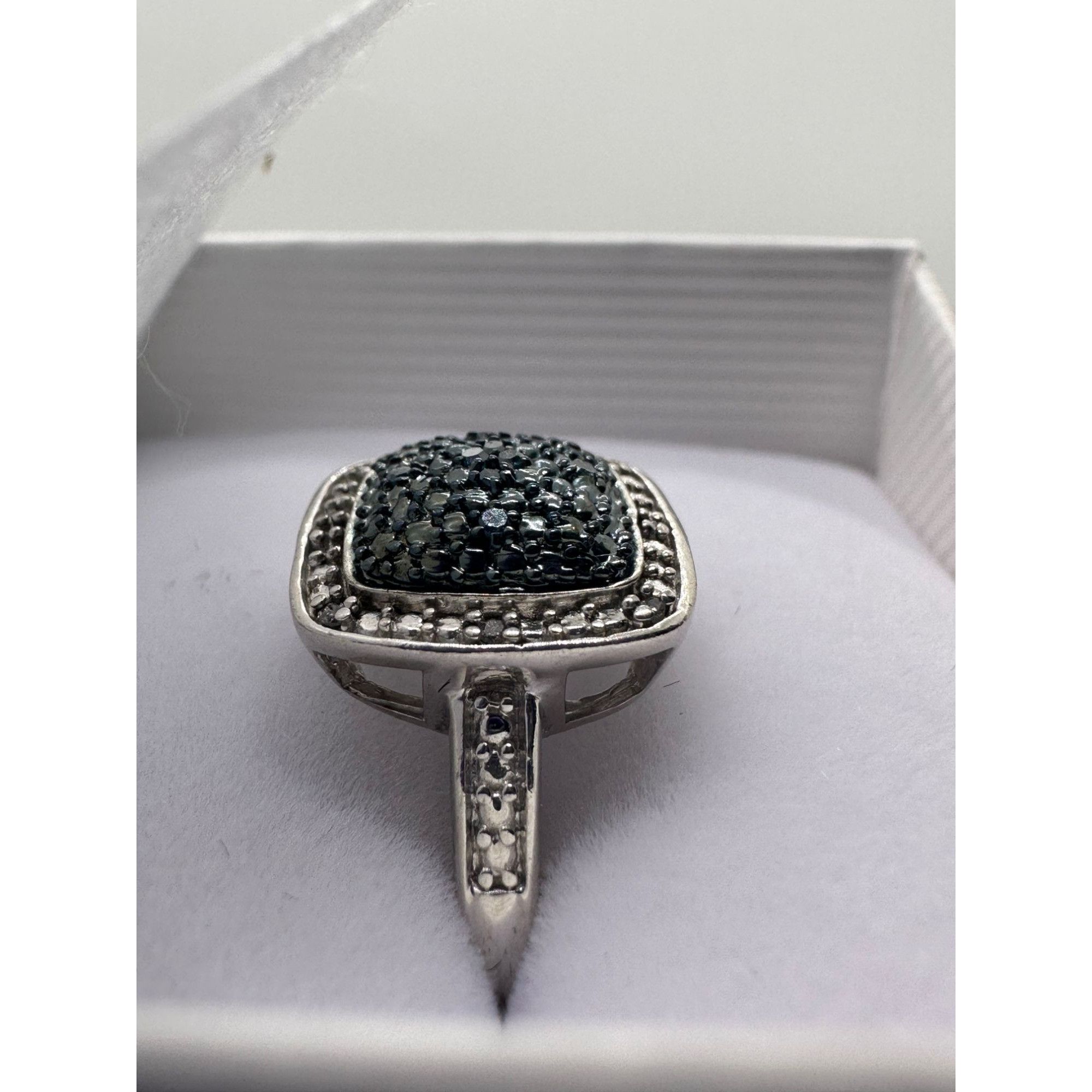Other Genuine Cushion Cut Blue Diamond Ring Size 7 - Pretty with N Size ONE SIZE - 3 Thumbnail
