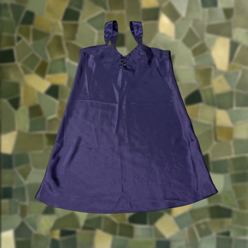 Vintage VINTAGE Erika Taylor Intimates Nightgown Womens Medium Purple Satin Chemise Sleepwear Size ONE SIZE - 1 Thumbnail