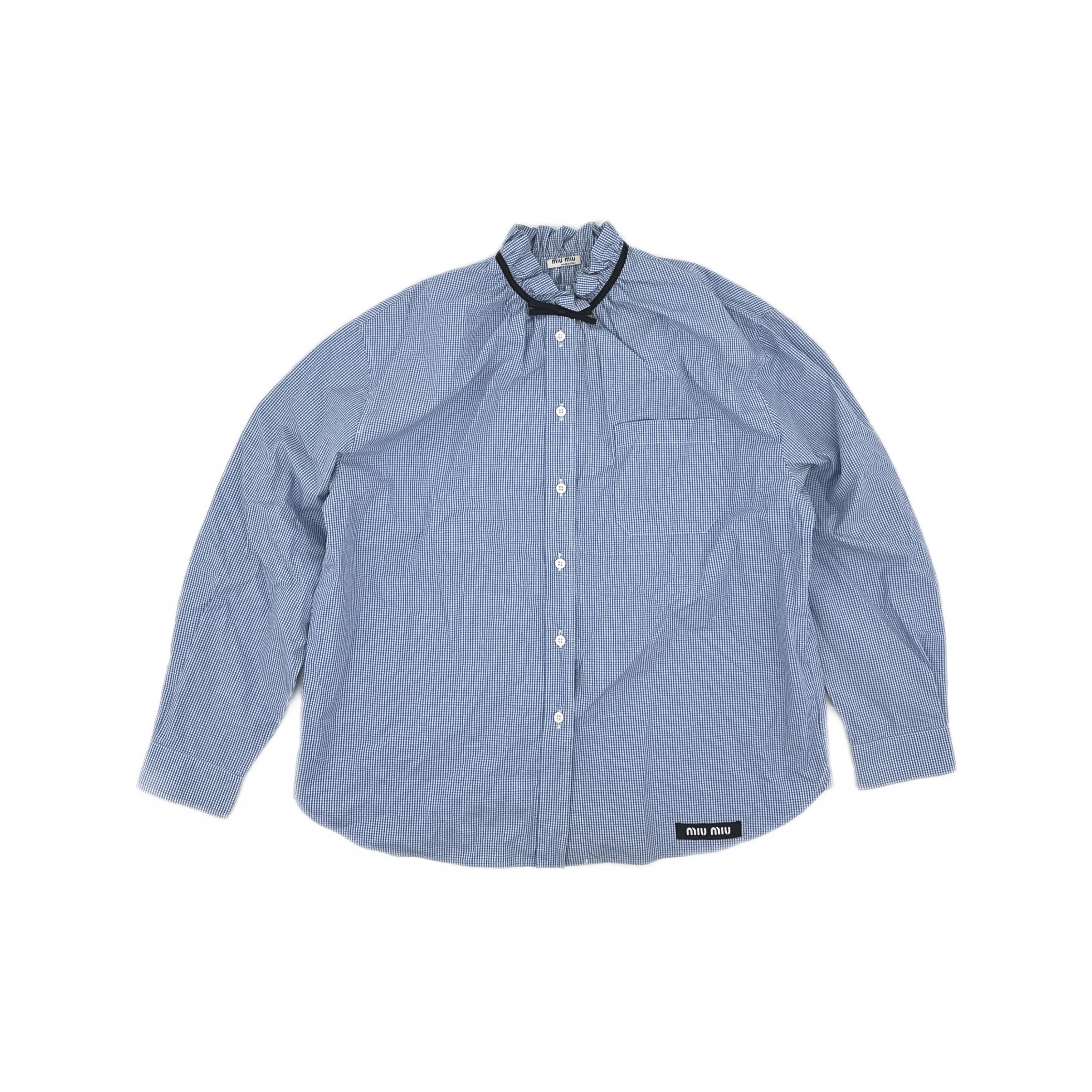 Miu Miu Miu Miu Gingham Bow Blouse Size 38 Size XS / US 0-2 / IT 36-38 - 1 Thumbnail
