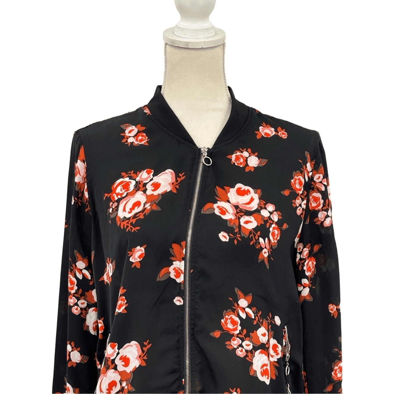 Other Cloud Chaser Black Long Sleeve Floral Full Zip Floral Bomber Size XL / US 12-14 / IT 48-50 - 6 Thumbnail