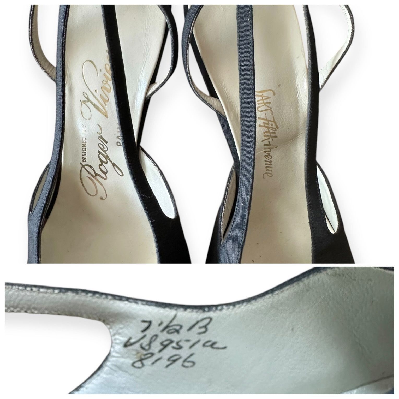 Roger Vivier × Vintage Roger Vivier Black Fabric Embroidered Sling Back Pumps, Vint Size US 7.5 / IT 37.5 - 17 Thumbnail