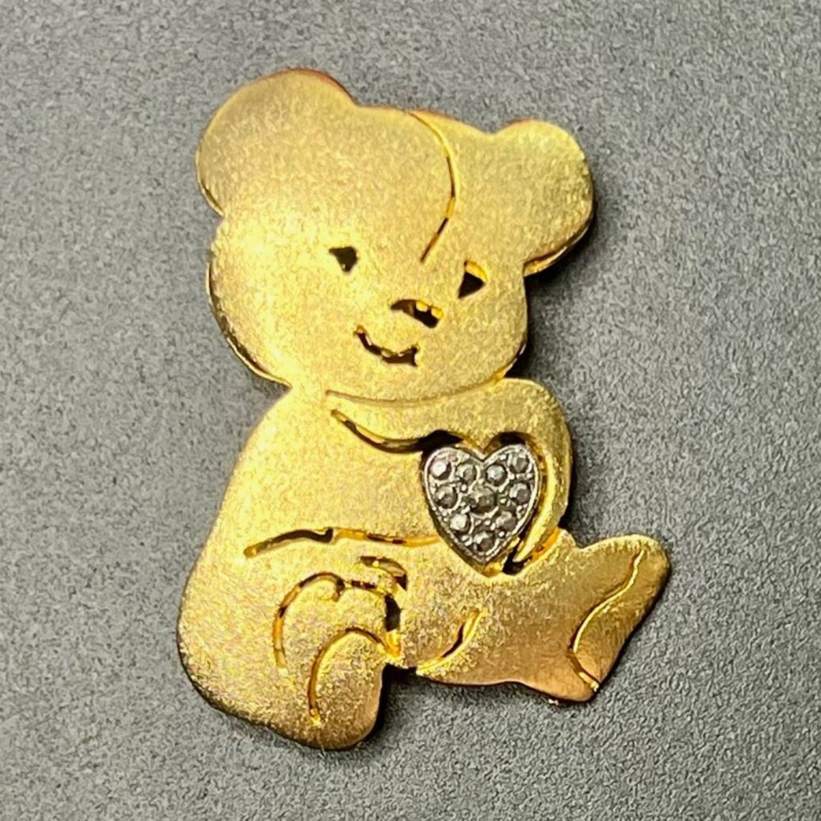 & Other Stories Ultra Craft signed Goldtone with Silverton Heart Bear Brooch Size ONE SIZE - 1 Preview