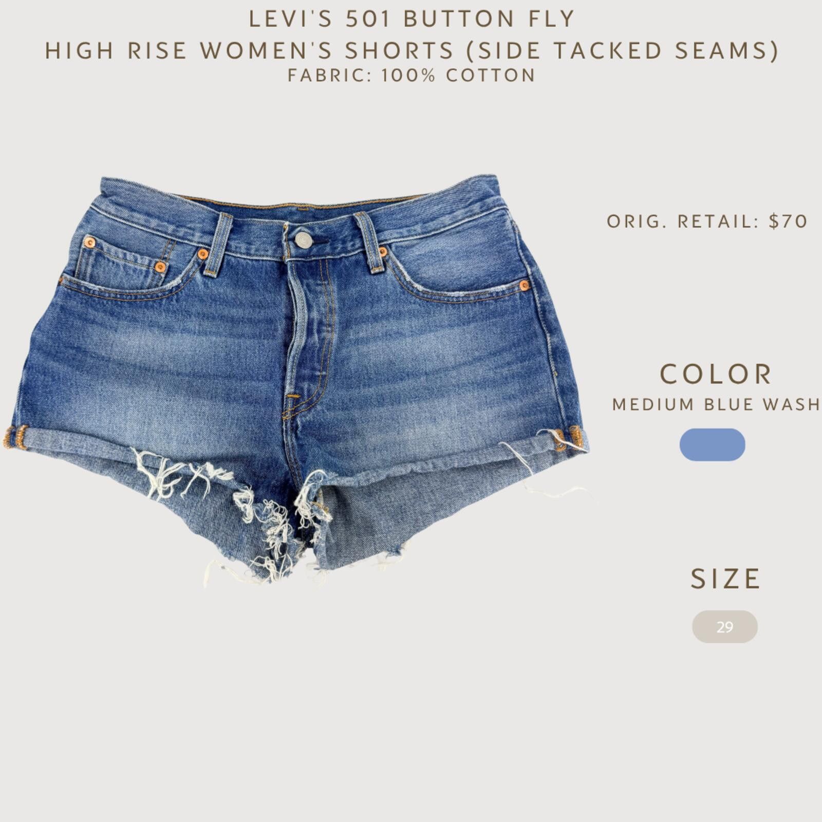 Levi's Levi’s 501 Button Fly High Rise Shorts 29 Size 29" - 2 Thumbnail