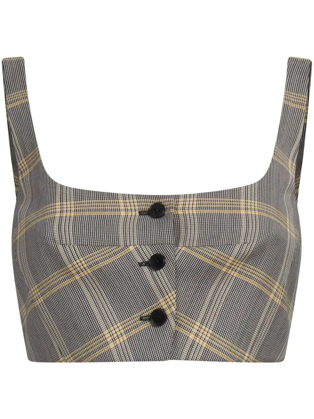 o1w1db10125 Virgin Wool Blend Cropped Top in Grey/Yellow