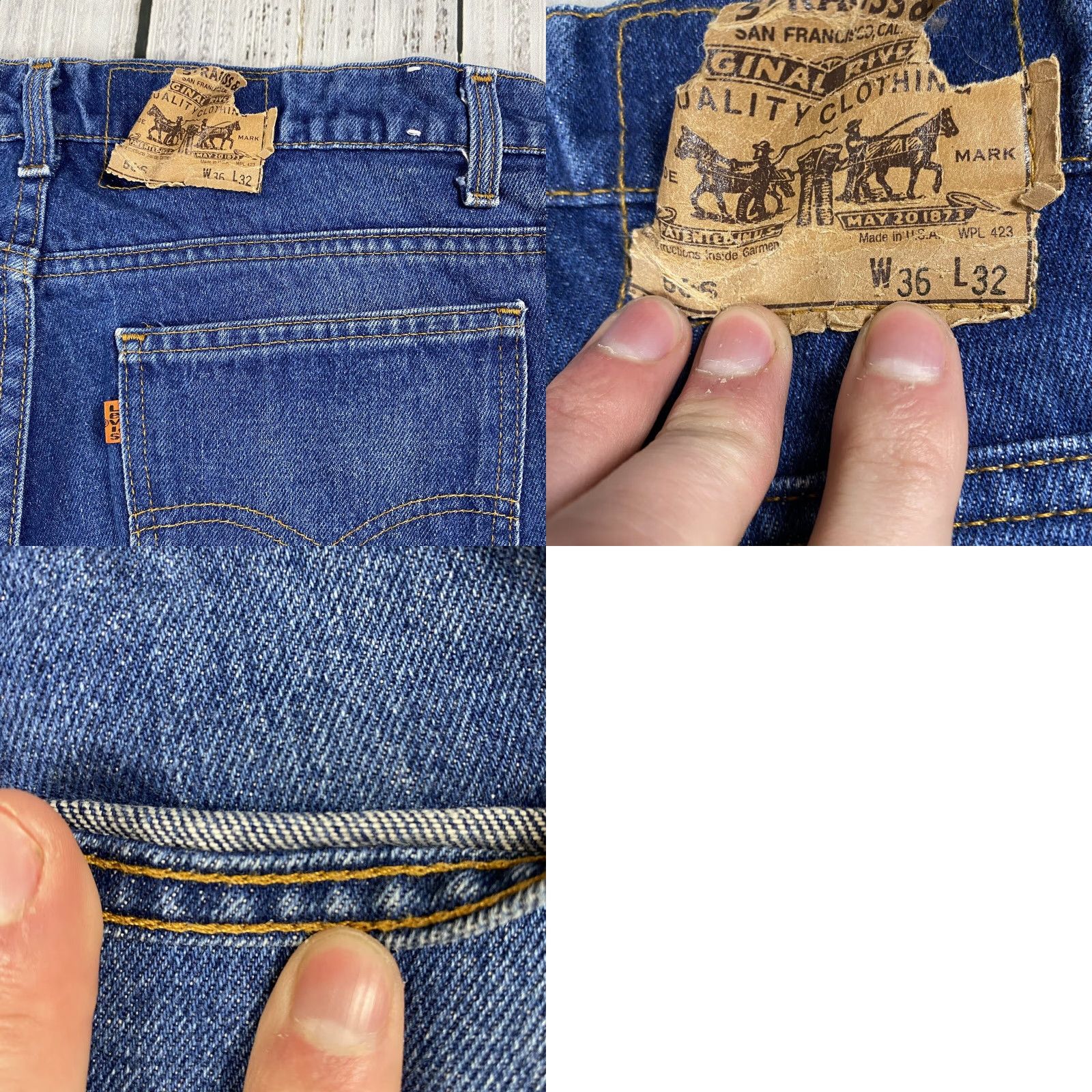 Levi's VTG Levi's 506 Jeans Denim Pants Men 36x32 Blue Dark Orange Tab 80s Regular Straight 8.5" Mens Size US 36 / EU 52 - 8 Thumbnail