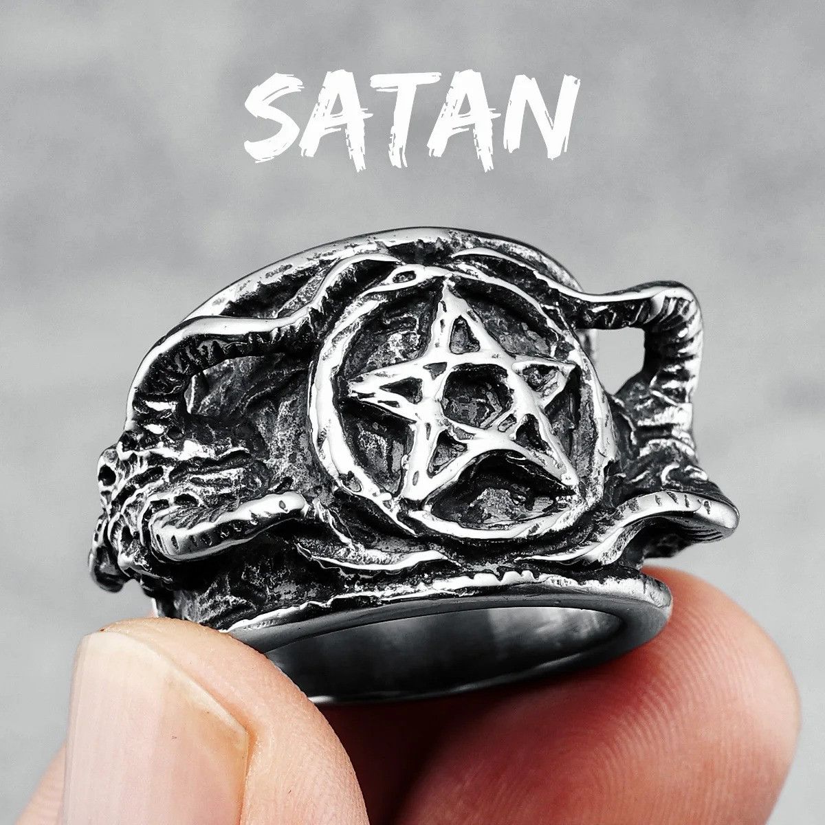Jewelry Satan Pentagram Ring Streetwear Jewelry Fashion Gift Size ONE SIZE - 7 Thumbnail