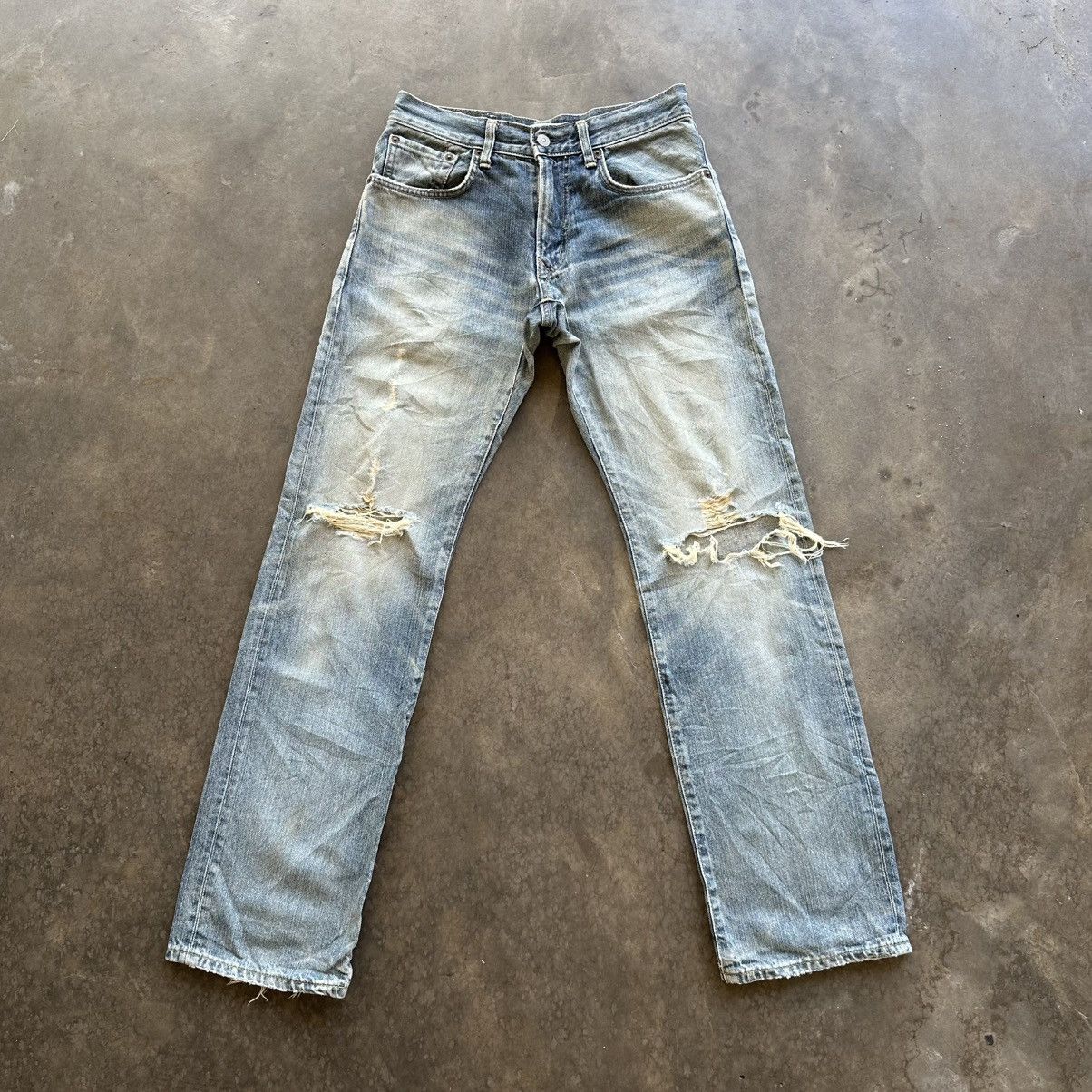 Edwin × Jean × Vintage Vintage Edwin Distressed Faded Denim Jean Pant W29 Size US 29 - 1 Thumbnail