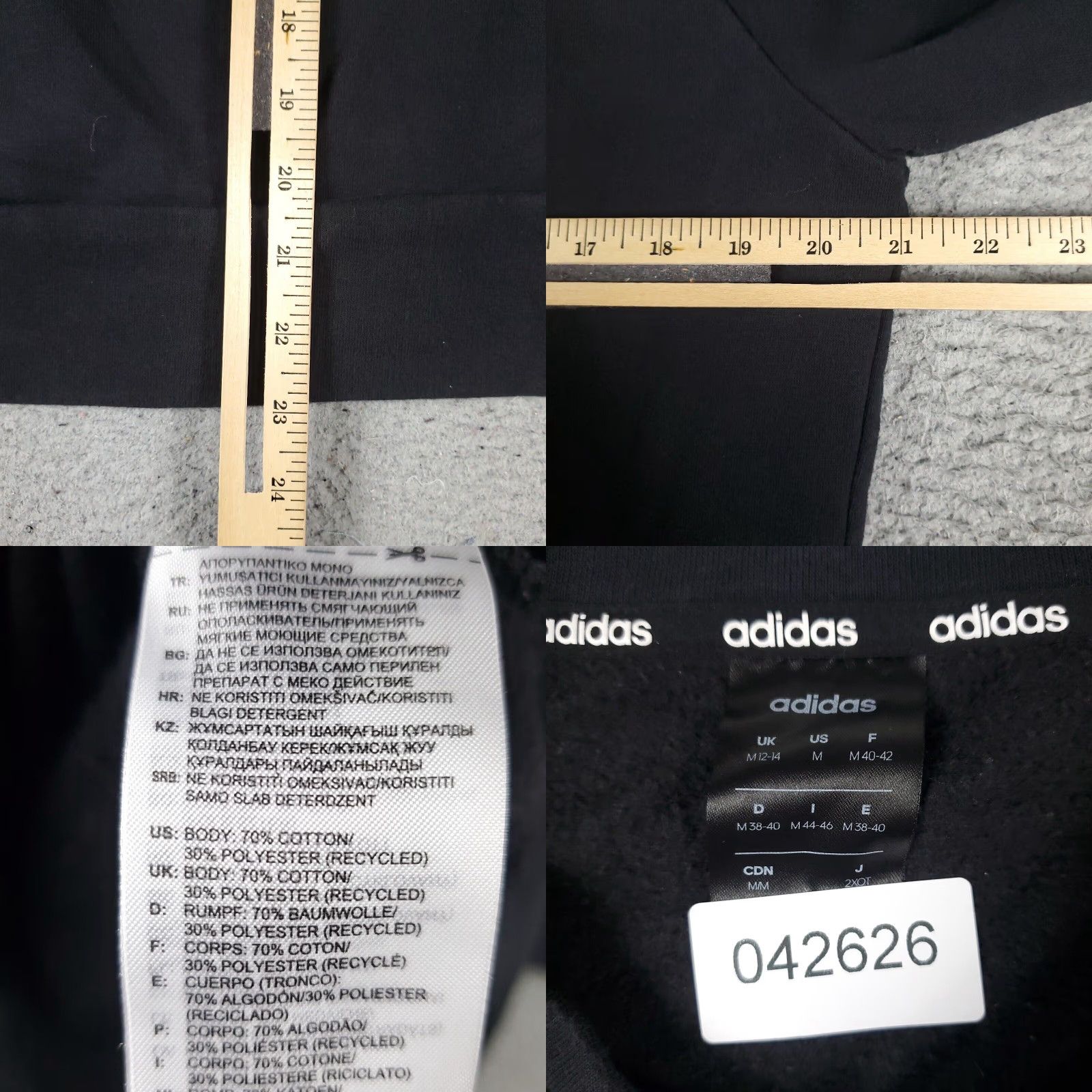 Adidas Adidas Sweater Womens Medium Black Pullover Crew Neck Long Sleeve Cotton Blend Womens Size M / US 6-8 / IT 42-44 - 8 Thumbnail