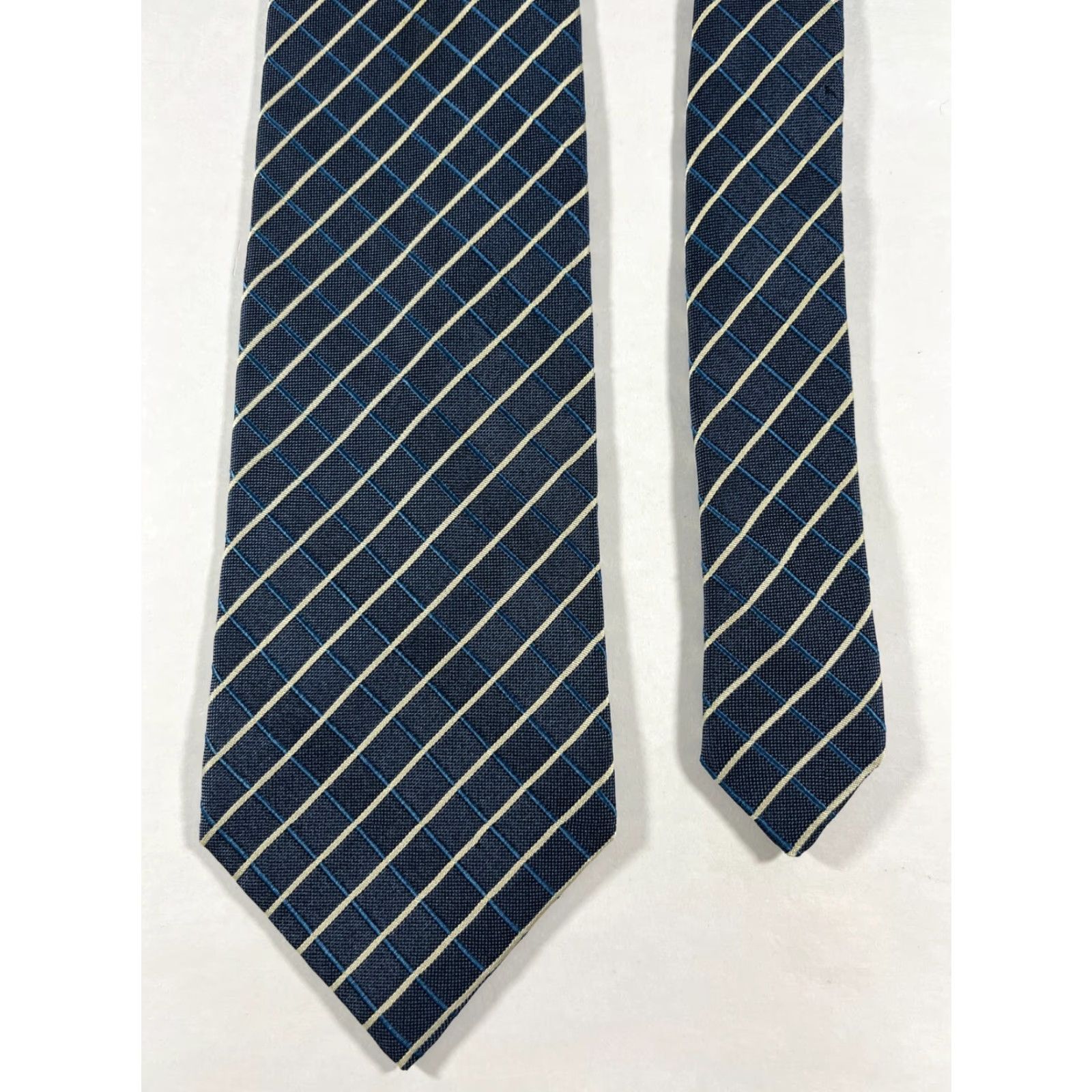 Sulka Sulka Men’s Luxury Silk Tie Geometric Gray Made in France Silk Wide 3.75" Classic Length 60" Size ONE SIZE - 6 Thumbnail