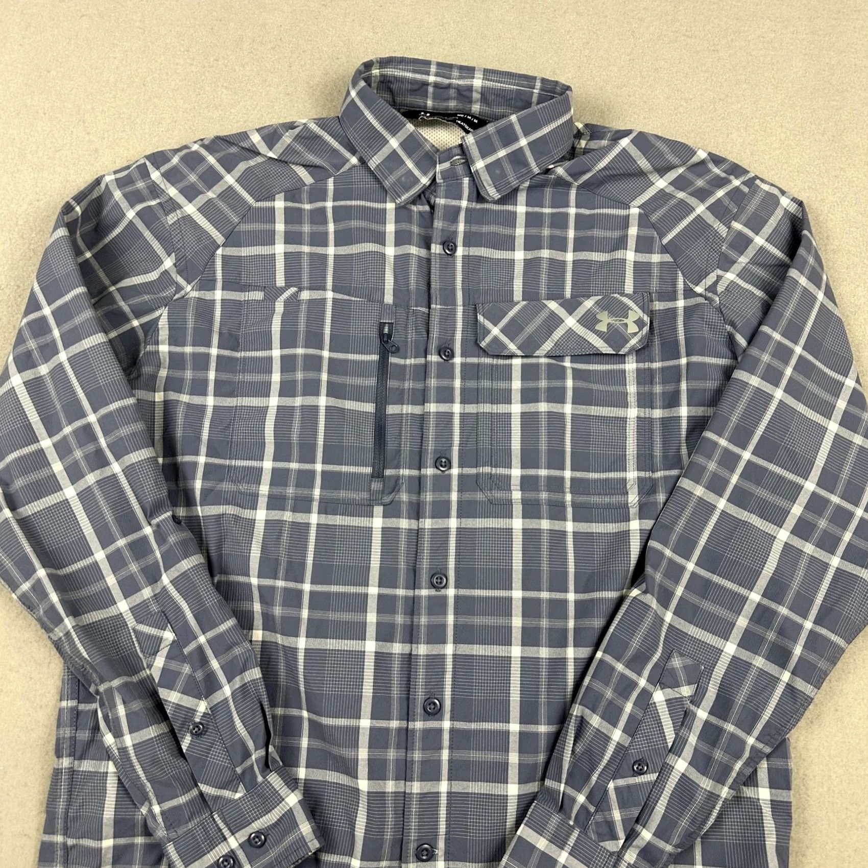 Under Armour Under Armour Shirt Men Medium Blue Plaid Long Sleeve Button Up Fishing Outdoor M Size US M / EU 48-50 / 2 - 2 Thumbnail