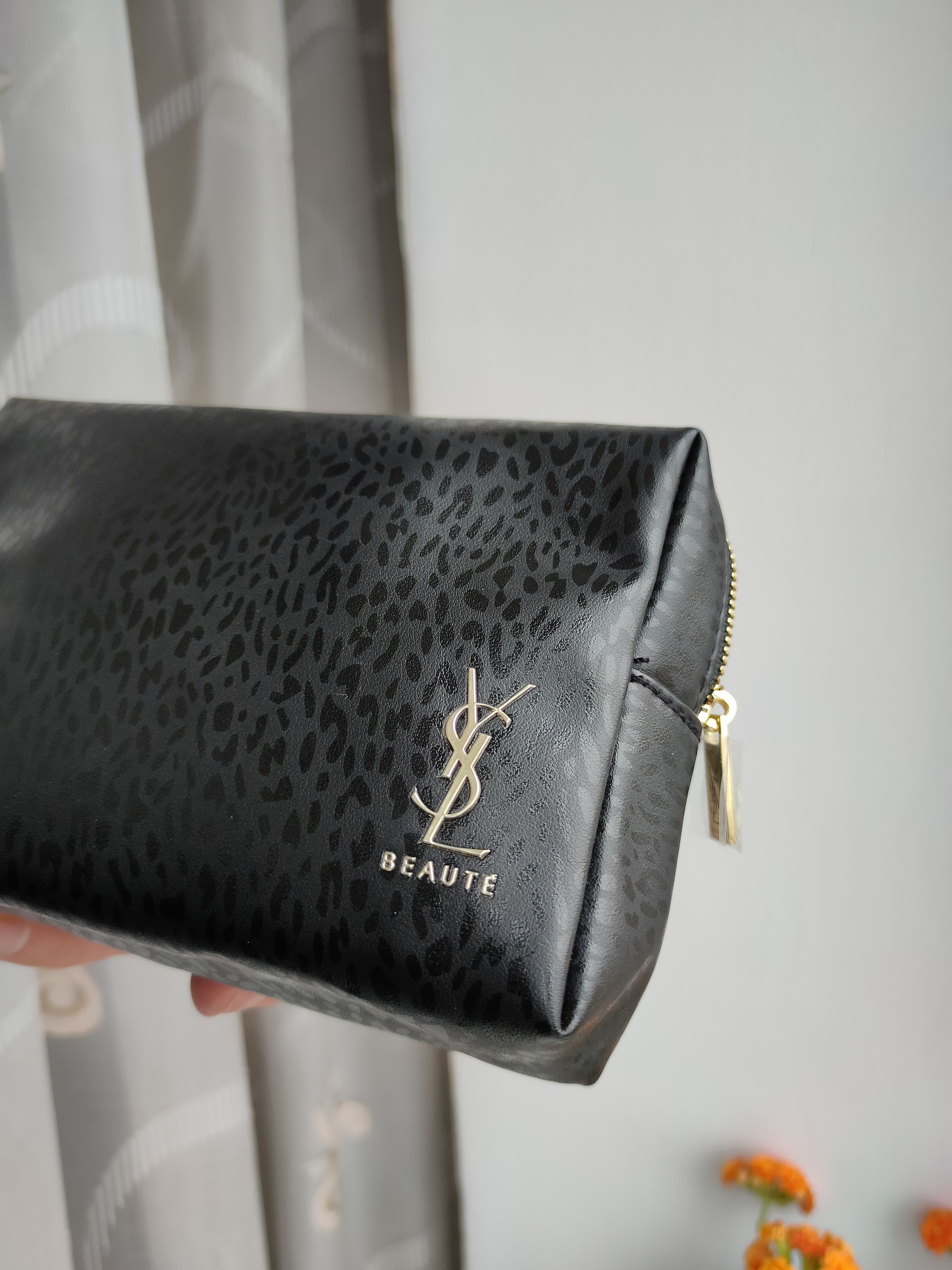 Yves Saint Laurent Beaute YSL black Makeup Bag Pouch case clutch