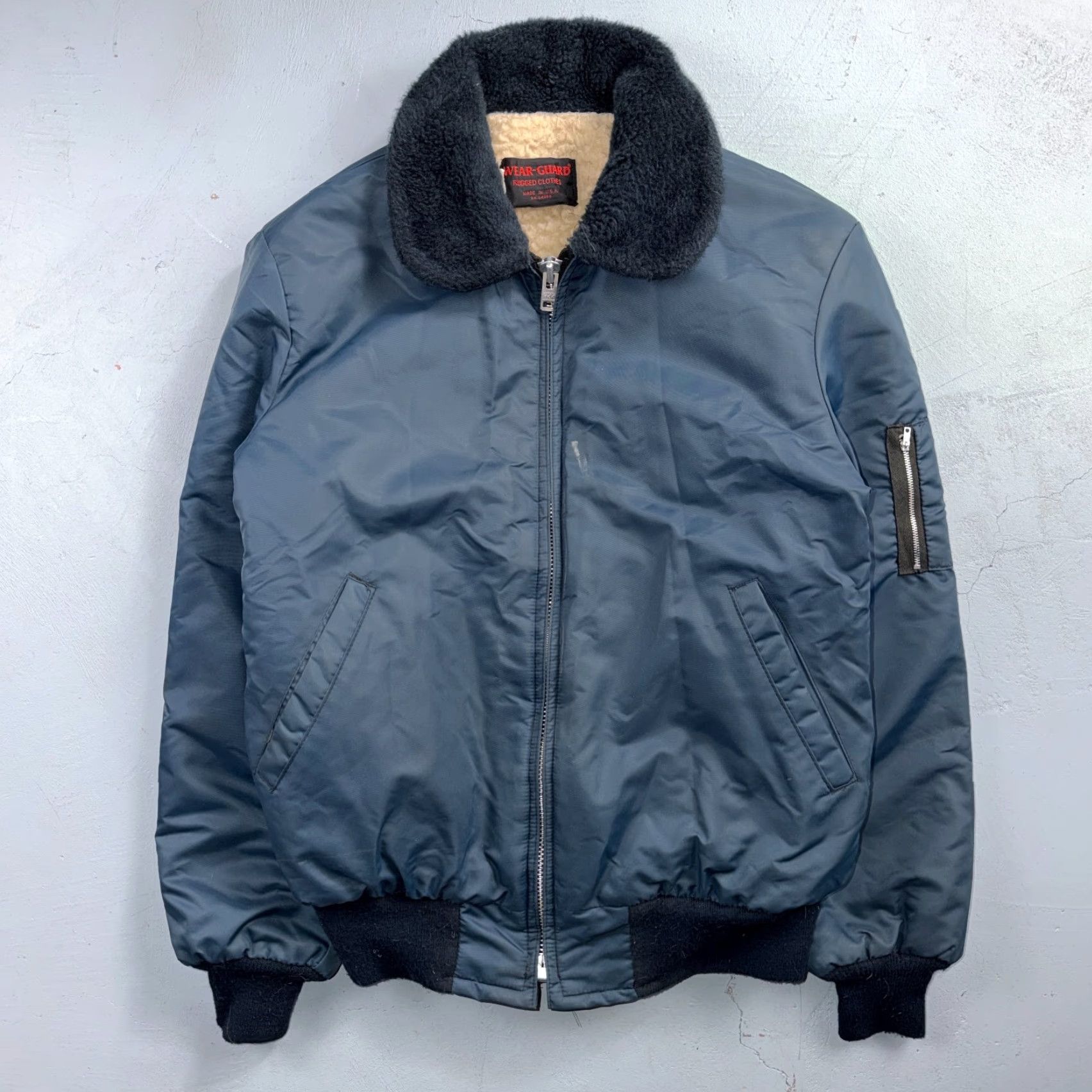 Vintage Vintage Wear-Guard Jacket Mens M Blue Bomber Faux Fur Collar Sherpa USA 80s Size US M / EU 48-50 / 2 - 2 Thumbnail