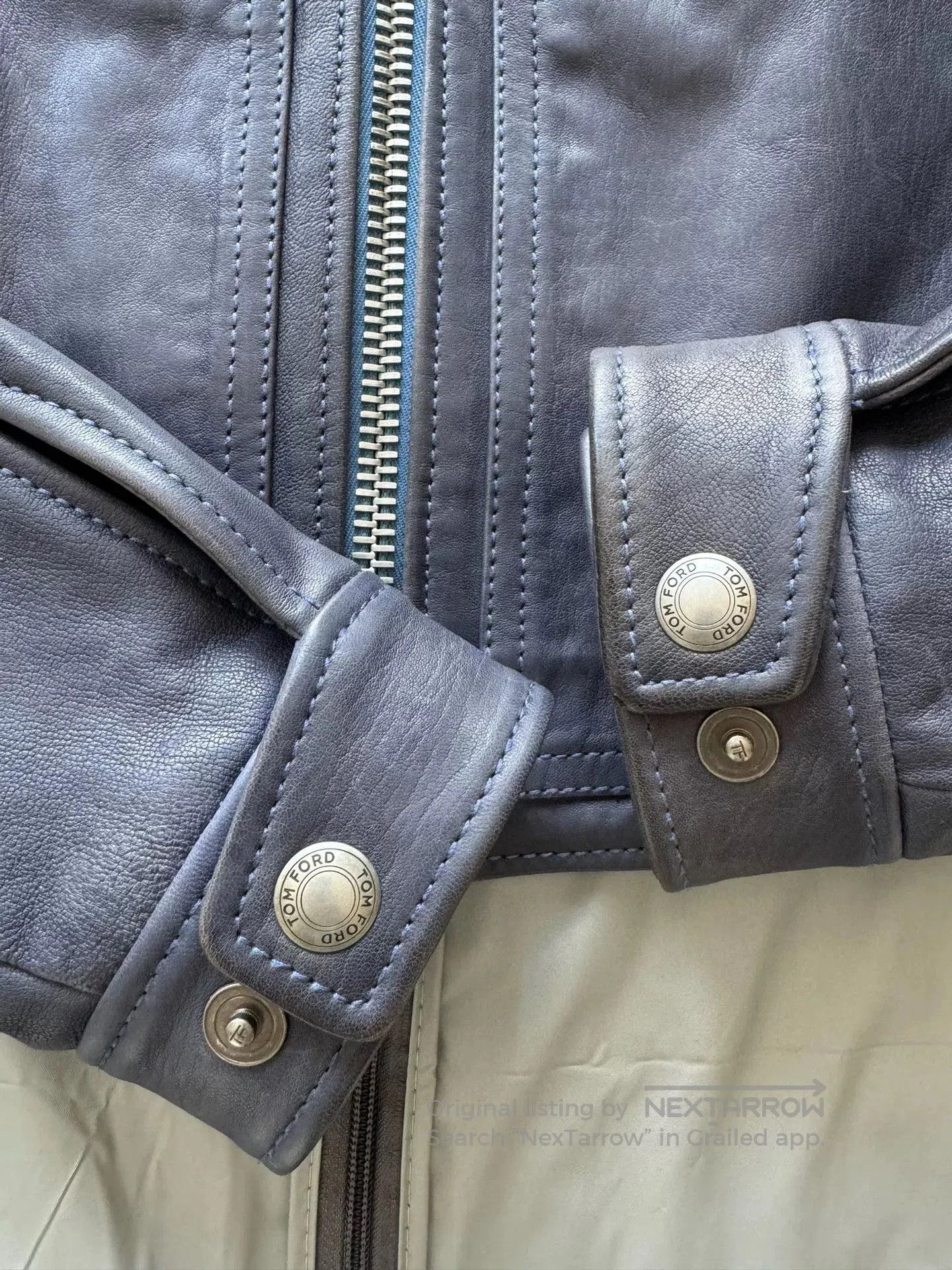 Tom Ford Tom Ford Blue Leather Jacket. Size US S / EU 44-46 / 1 - 8 Thumbnail