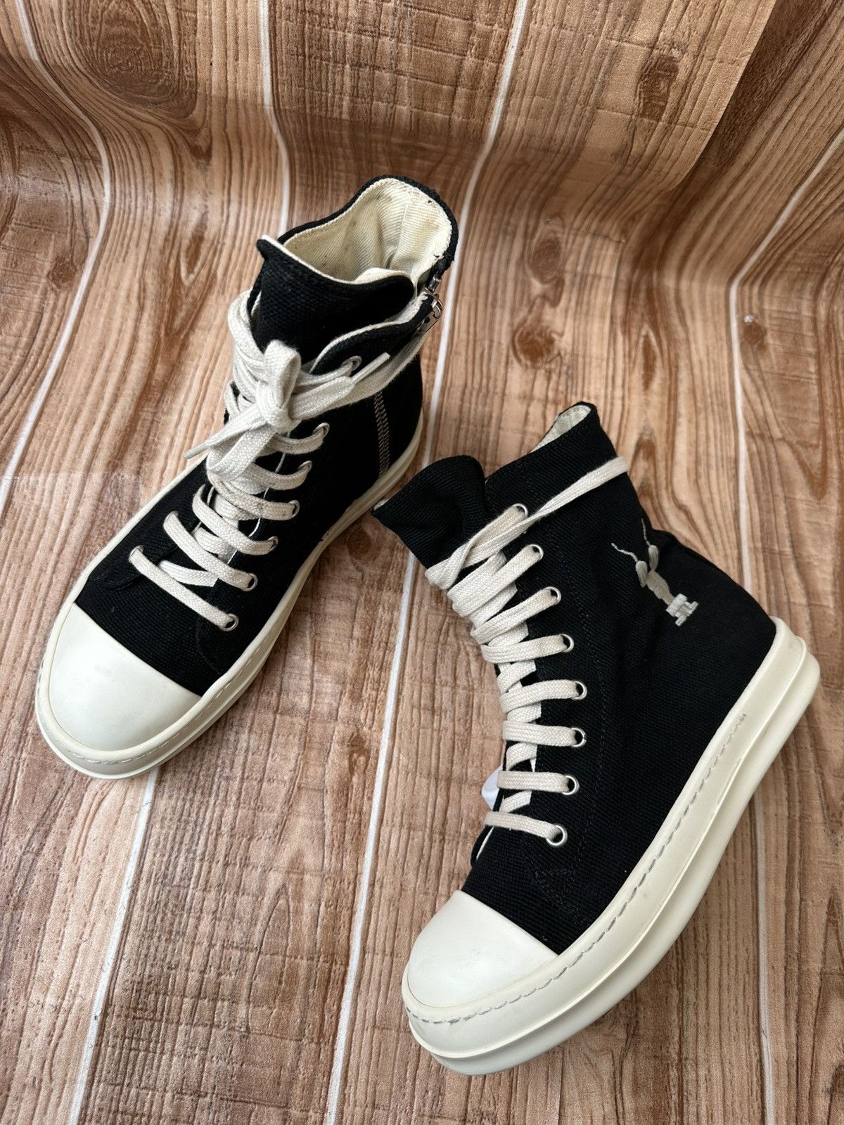 Rick Owens Rick Owens DRKSHDW Canvas Ramones Black Milk hightops Size US 6.5 / IT 36.5 - 11 Thumbnail