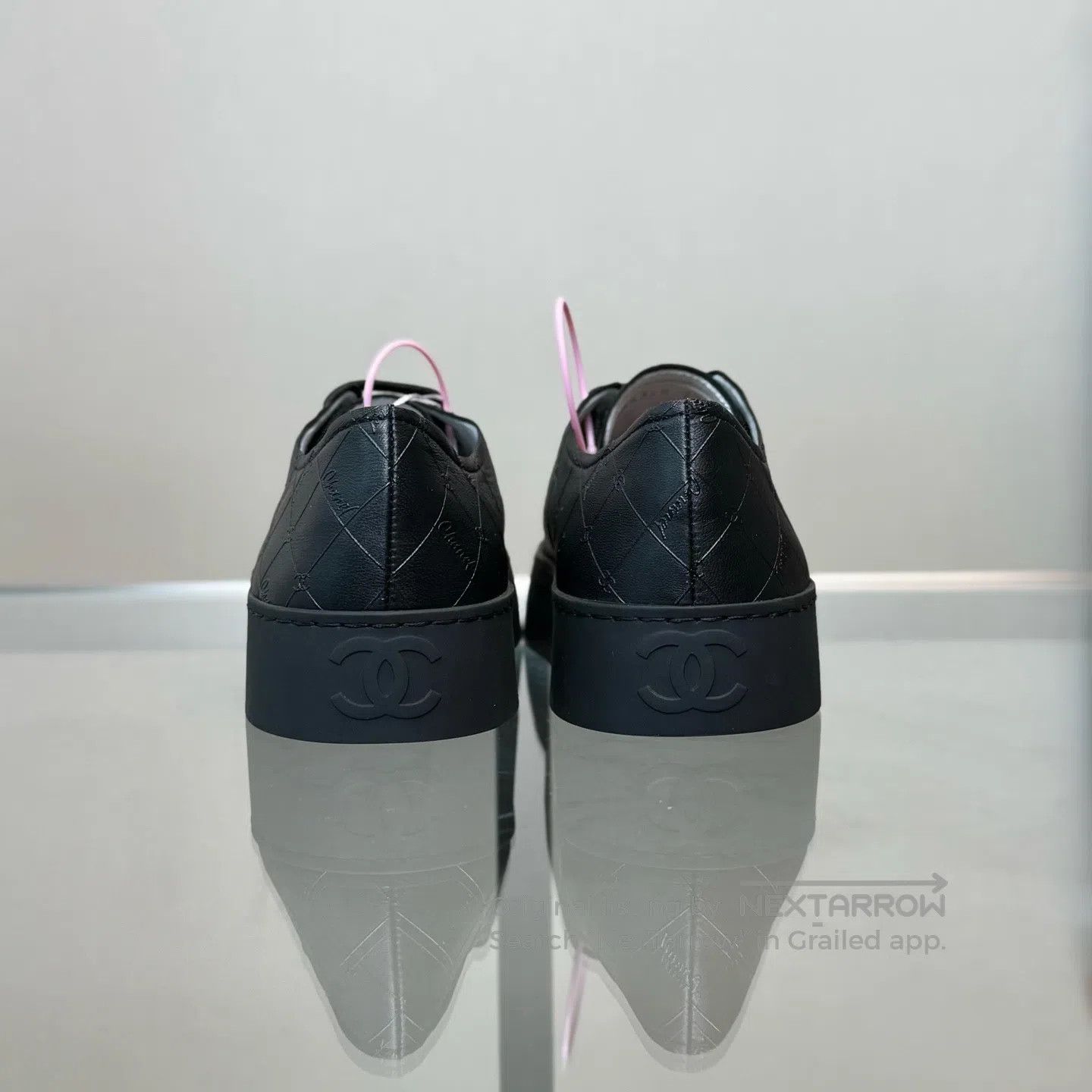Chanel Chanel 25P black patent leather sneakers with a full-print Size US 7 / IT 37 - 3 Thumbnail