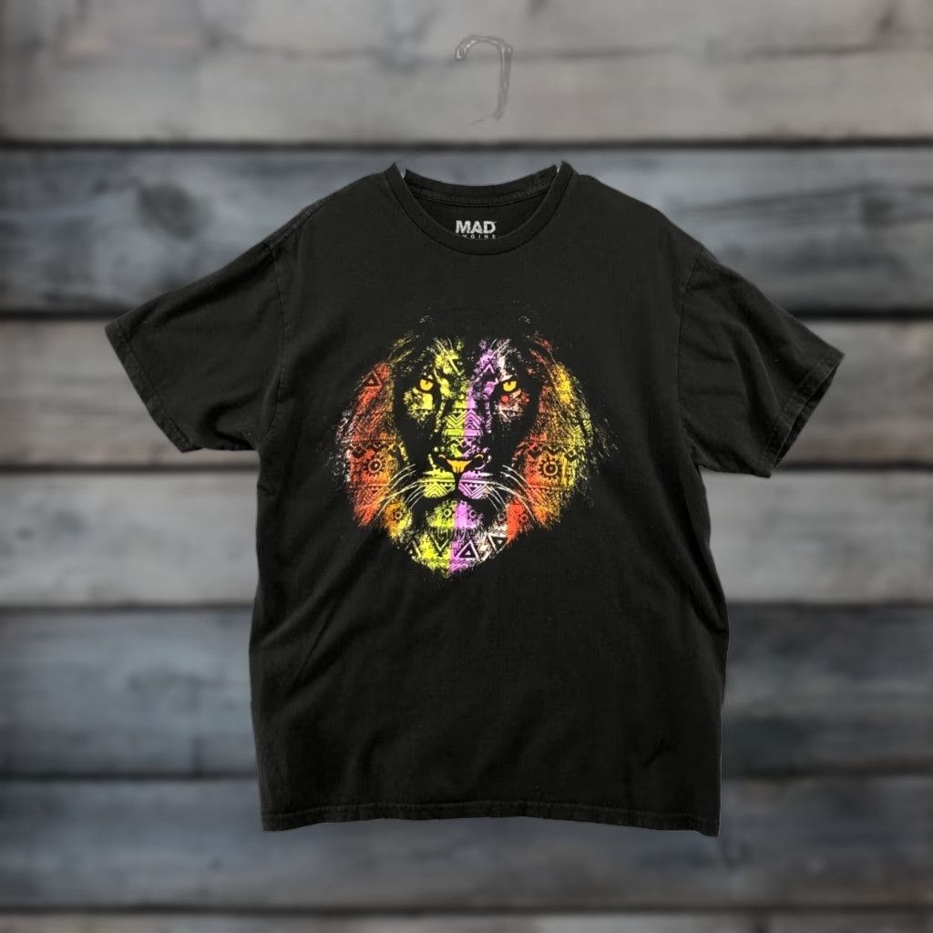 Mad Engine Mad Engine Lion King Aztec Graphic T-Shirt Black Mens Large L Size US L / EU 52-54 / 3 - 1 Thumbnail