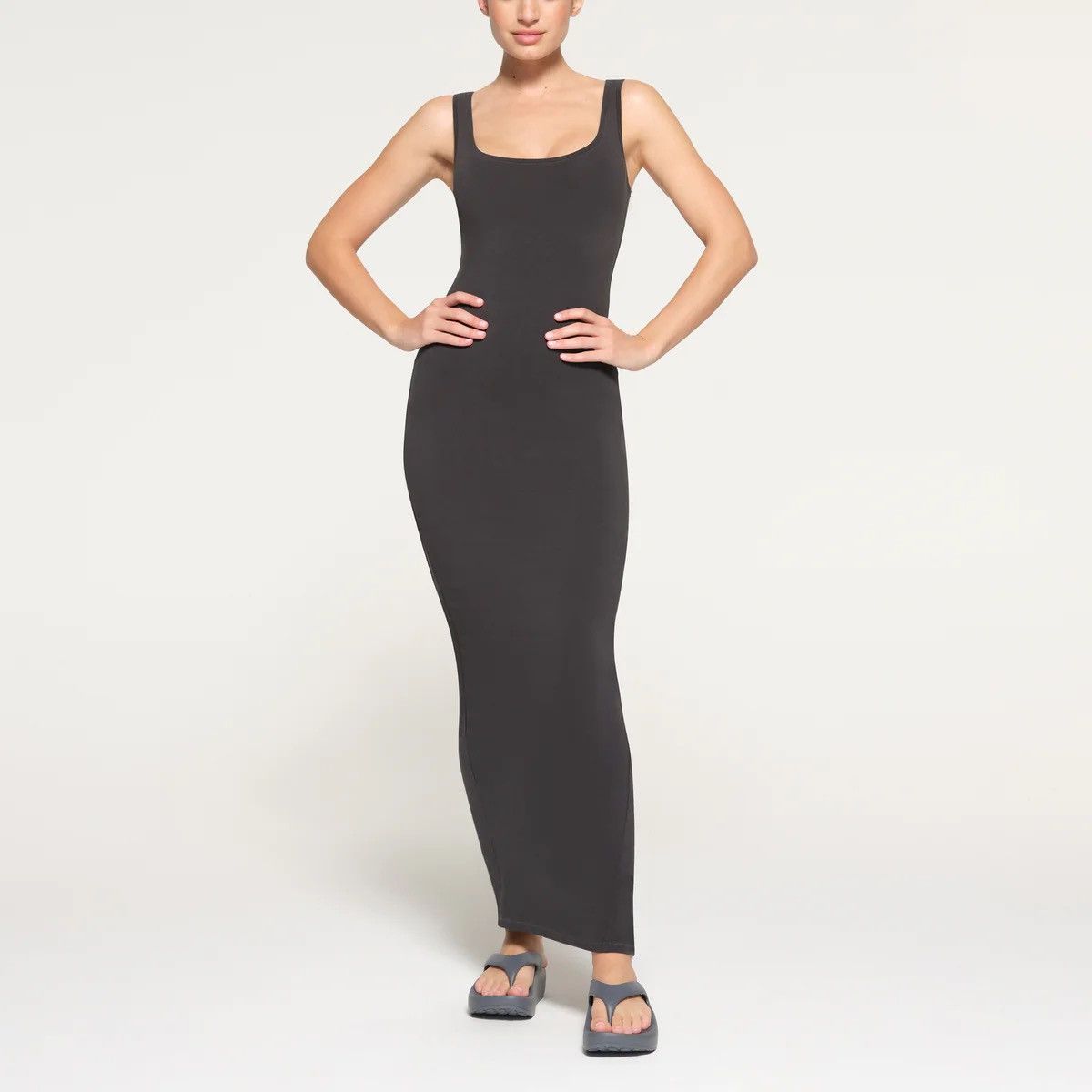 SKIMS Skims Fits Everybody Wrap Long Slip Dress Maxi Black Size La | Grailed