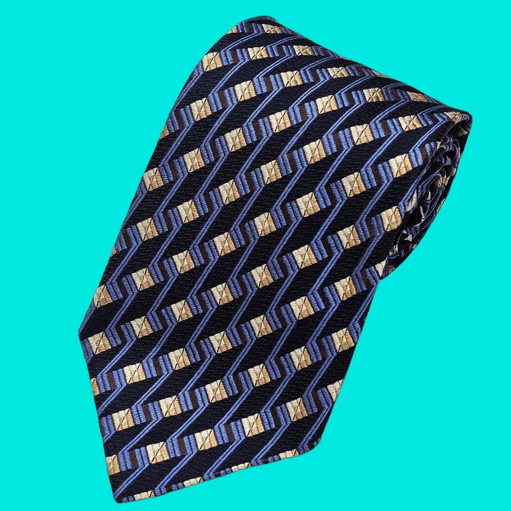 Ermenegildo Zegna Ermenegildo Zegna Luxury Necktie Men's Blue Textured Silk Tie Geometric Italy Tie 57" 3 3/4" Mens Blue Geometric Silk Italy Luxury Necktie Size ONE SIZE - 1 Thumbnail
