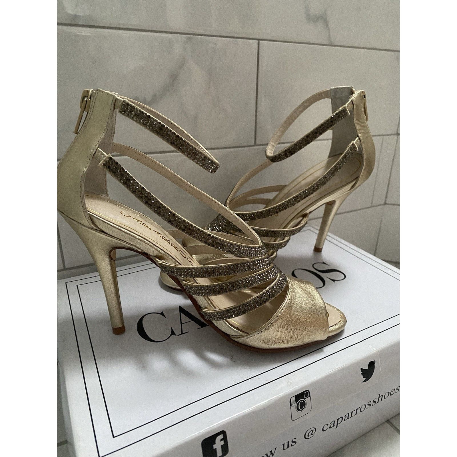 &Daughter × Other Caparros Platino Metallic Gold Open Toes Sz 61/2 M Size US 6.5 / IT 36.5 - 2 Thumbnail