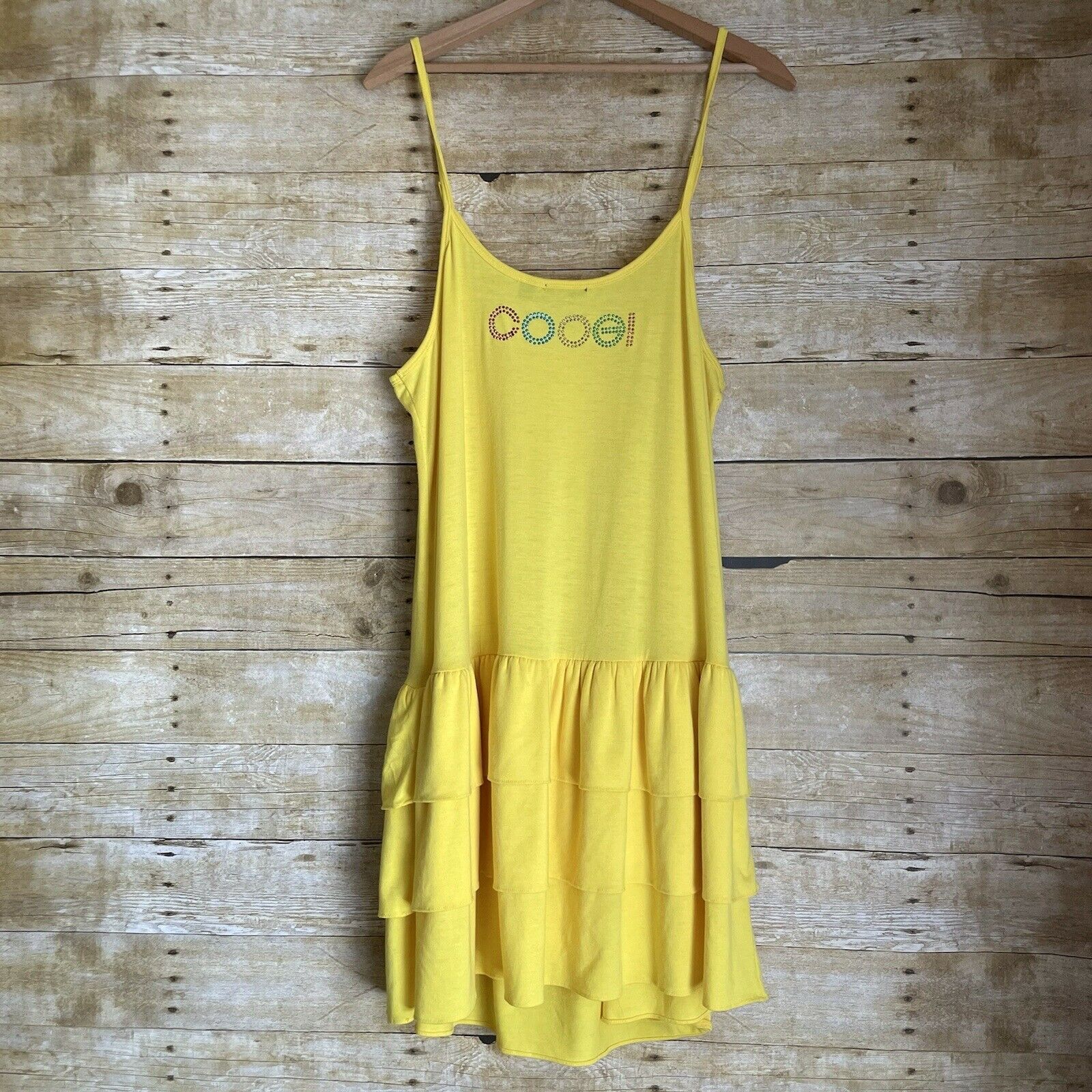 Coogi Coogi Bright Yellow Sundress Ruffle & Chain Accent - Size 1X Size XL / US 12-14 / IT 48-50 - 1 Thumbnail