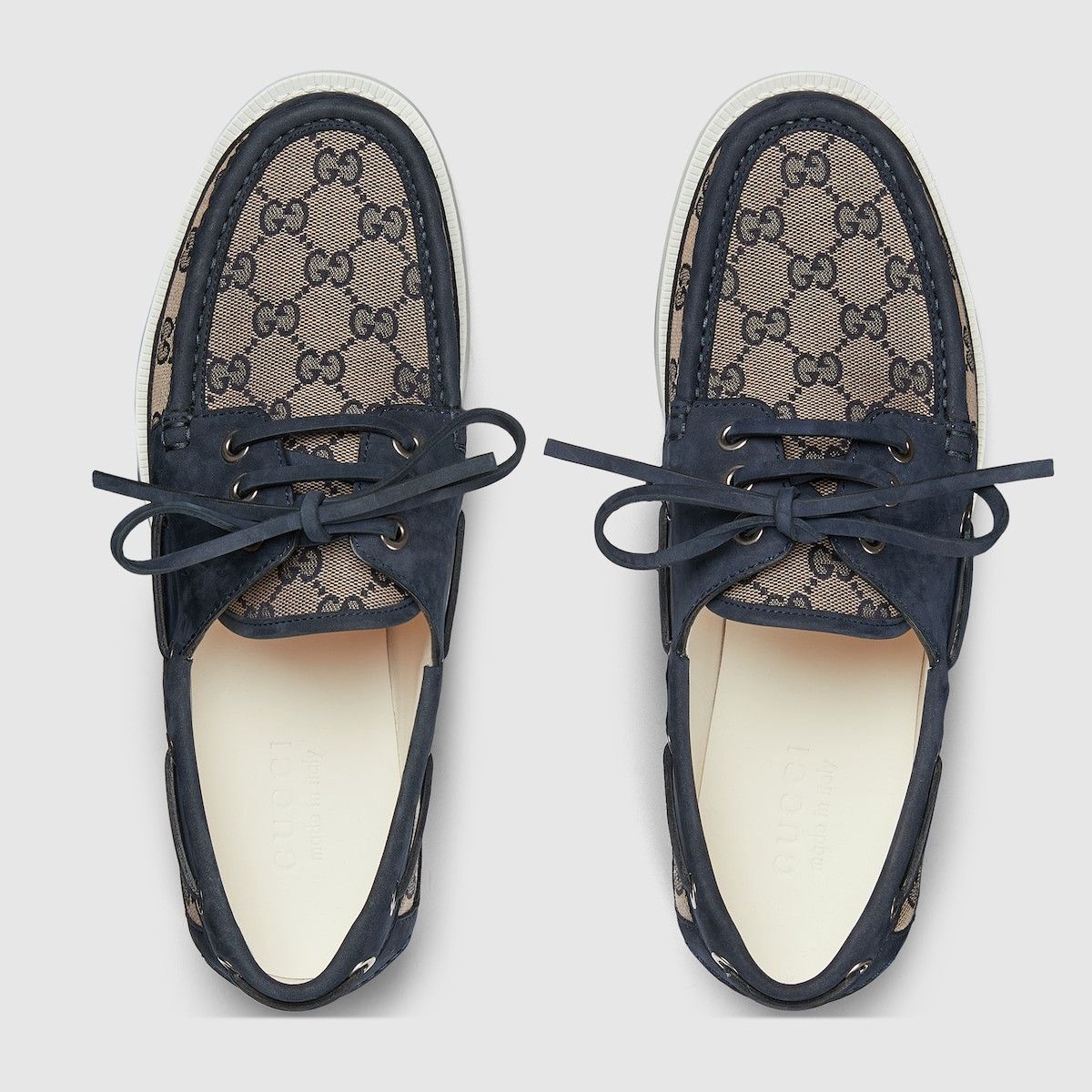 Gucci o1mt1gz0525 Men's Original GG Lace-Up Loafers Beige & Blue Size US 11.5 / EU 44-45 - 5 Thumbnail