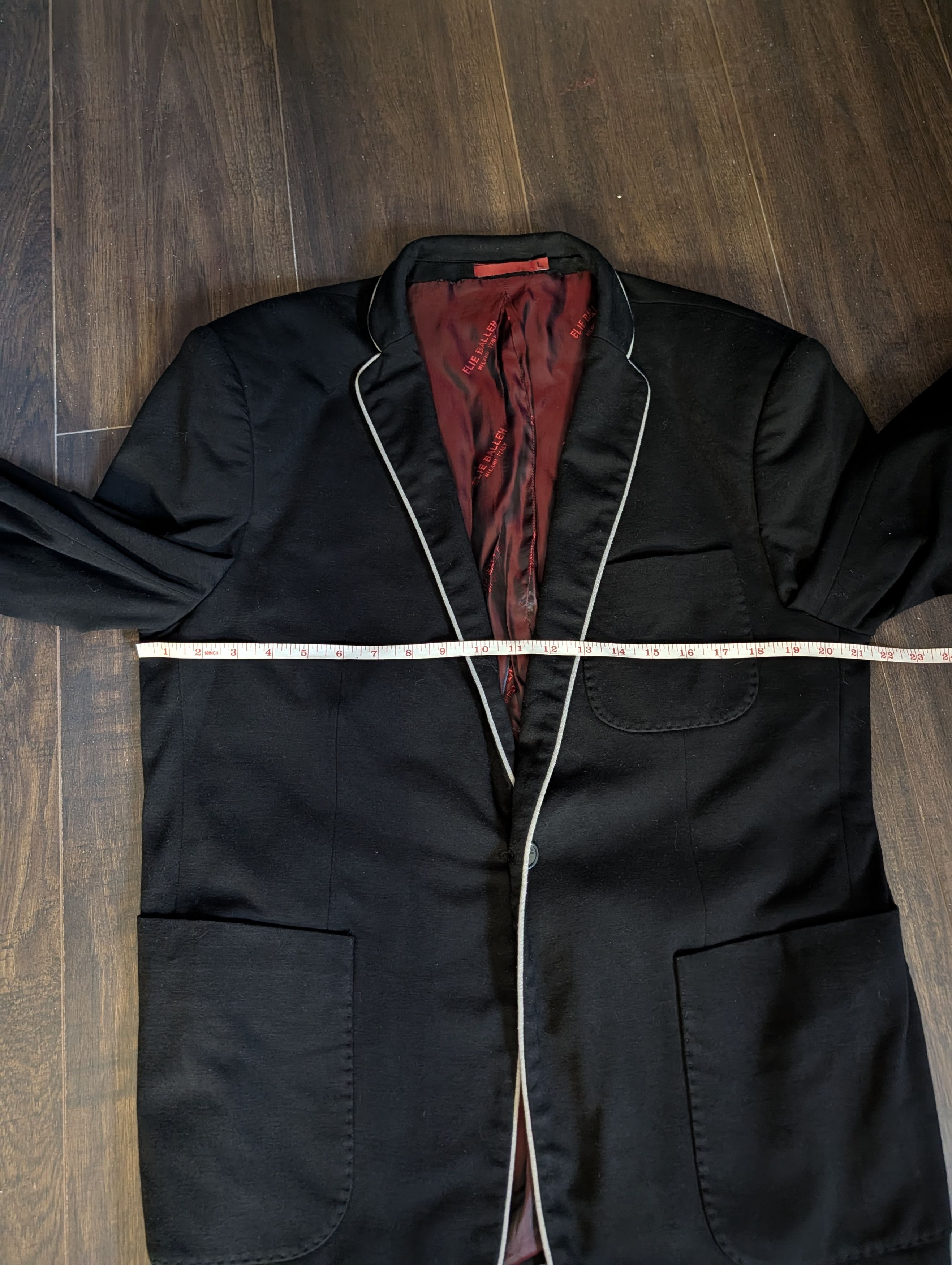 Elia Maurizi ELIE BALLEH Black fleece elbow patch smoking jacket Size 42R - 15 Thumbnail