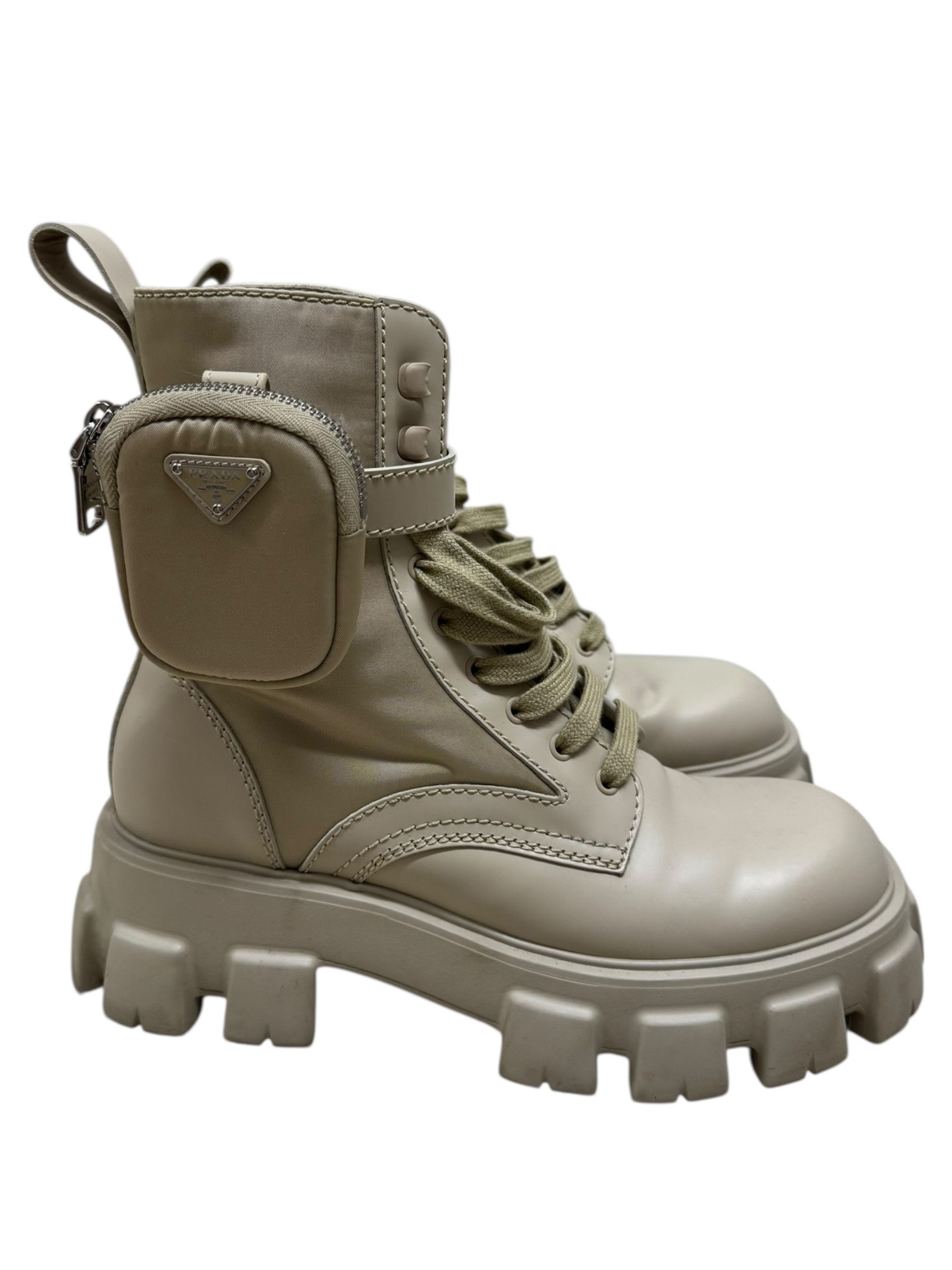 Prada Prada Desert Beige Nylon & Leather Monolith Pouch Boots Mens Size US 8.5 / EU 41-42 - 1 Thumbnail