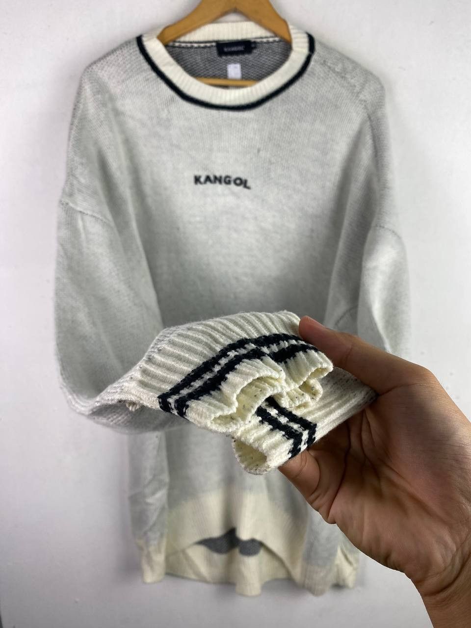 Aran Isles Knitwear × Japanese Brand × Kangol Vintage Knit Big Logo Kangol Spell Out Rare Design Size US L / EU 52-54 / 3 - 3 Thumbnail