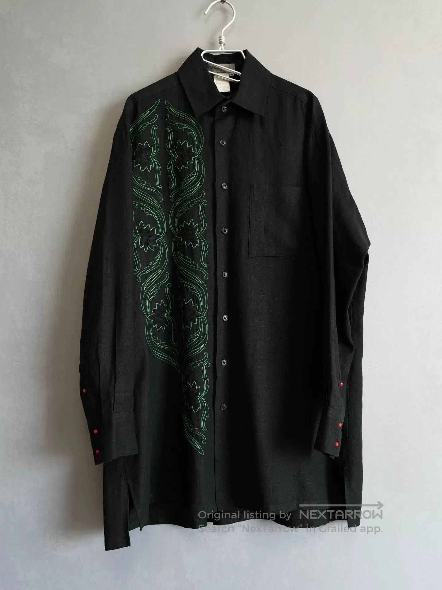 Yohji Yamamoto embroidered black long sleeve shirt. Size US M / EU 48-50 / 2 - 1 Thumbnail