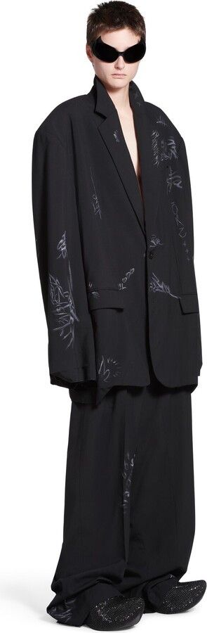 Balenciaga o1mt1gz0325 Graffiti Skater Tailored Jacket in Black Size US S / EU 44-46 / 1 - 3 Thumbnail