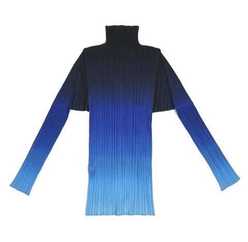Issey Miyake Issey Miyake Blue gradient pleated long-sleeved shirt Size L / US 10 / IT 46 - 4 Thumbnail