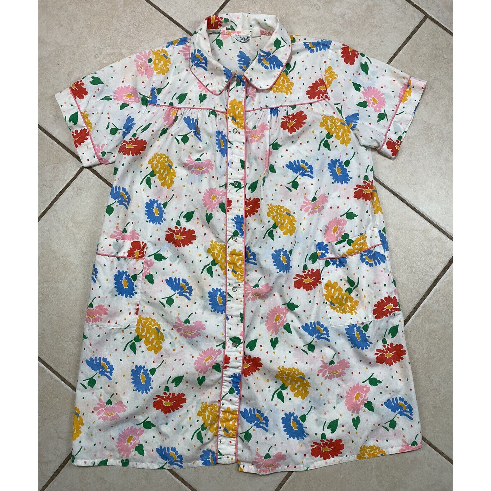 Other VTG Eyefuls Nightgown Mumu Multicolor Floral MOD Pearl Snap Size M / US 6-8 / IT 42-44 - 1 Thumbnail