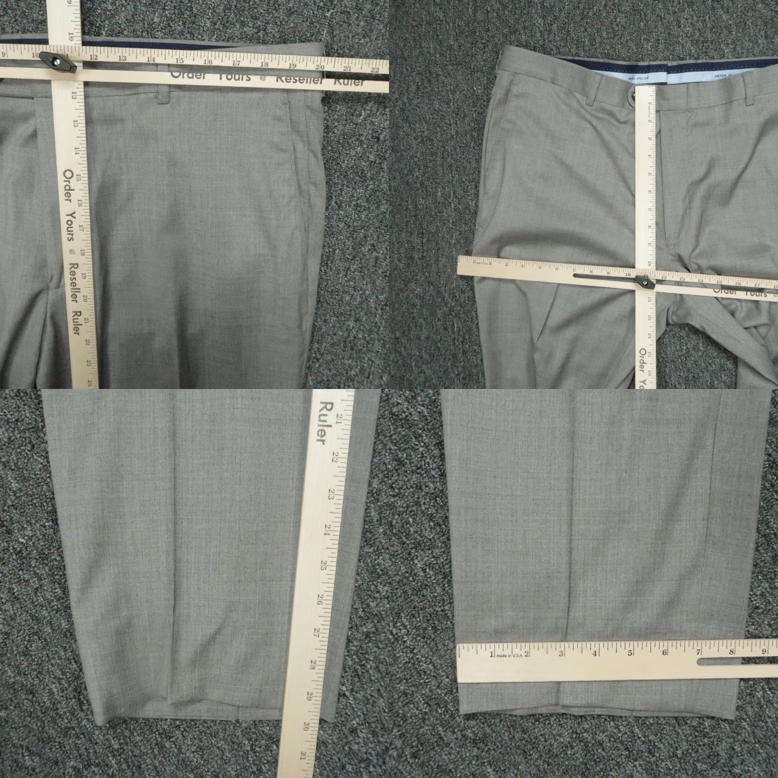 Peter Millar Peter Millar Pants Men 40x30 Gray Wool Chino Trousers Flat Front Casual Business 40 In Belt Loops Slashing Pockets Stretch Mens Size US 40 / EU 56 - 8 Thumbnail
