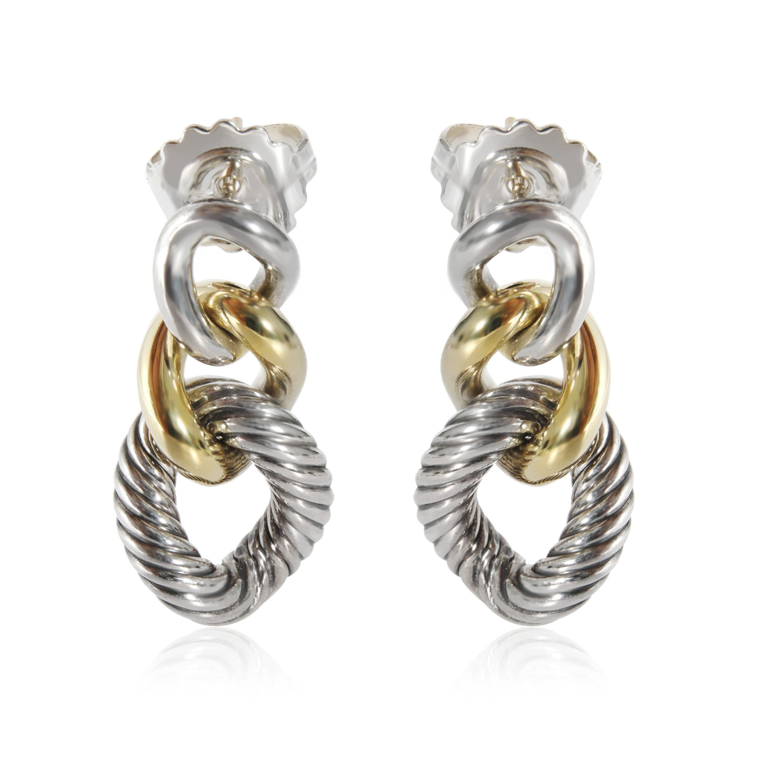 image of David Yurman Belmont Curb Link Drop Earrings In Ss/ 18K Gold, Women's