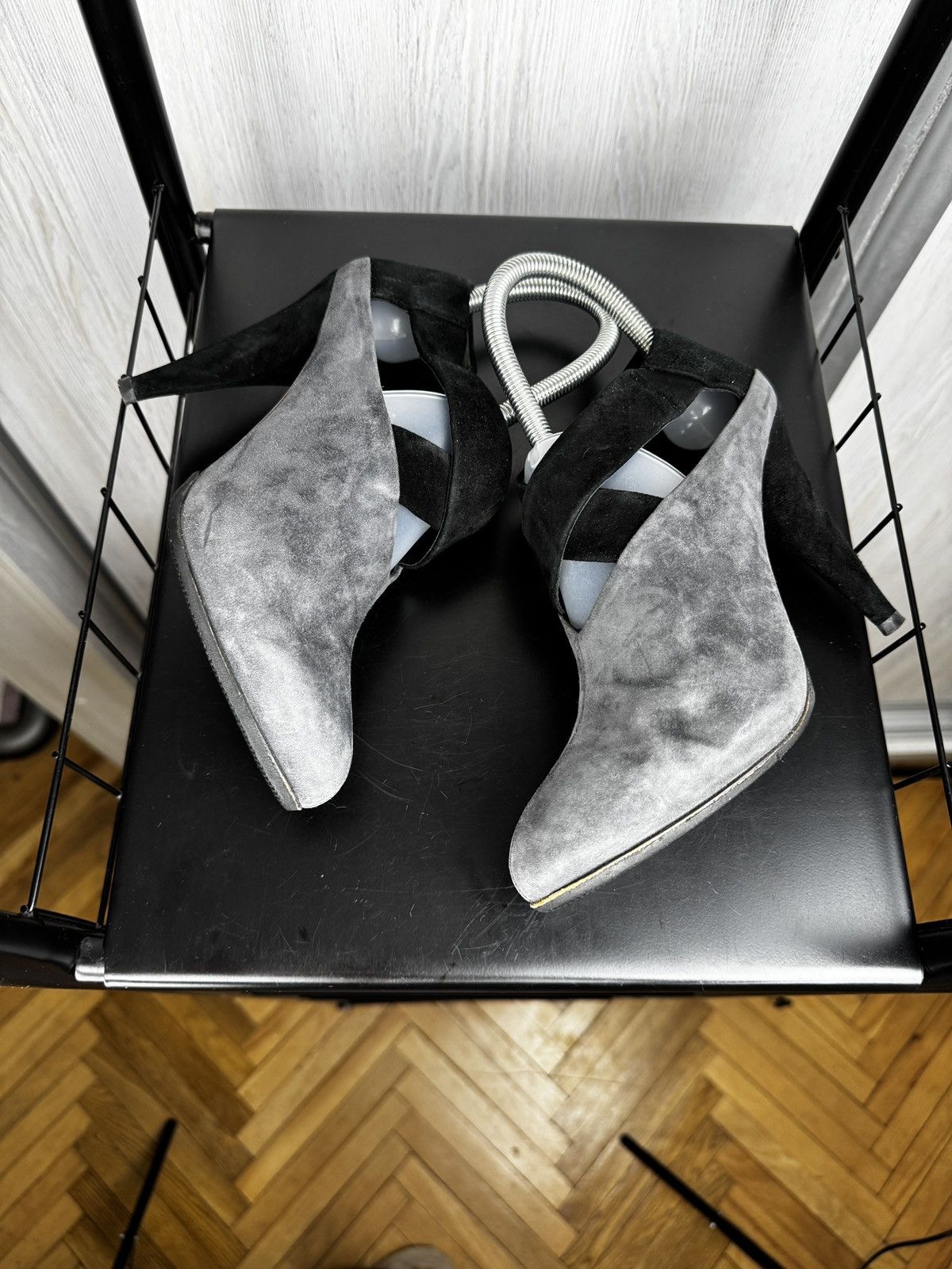 Prada Prada Gray Black Suede Ankle Cone Heels Size 36.5 EU 6.5 US Size US 6.5 / IT 36.5 - 15 Thumbnail