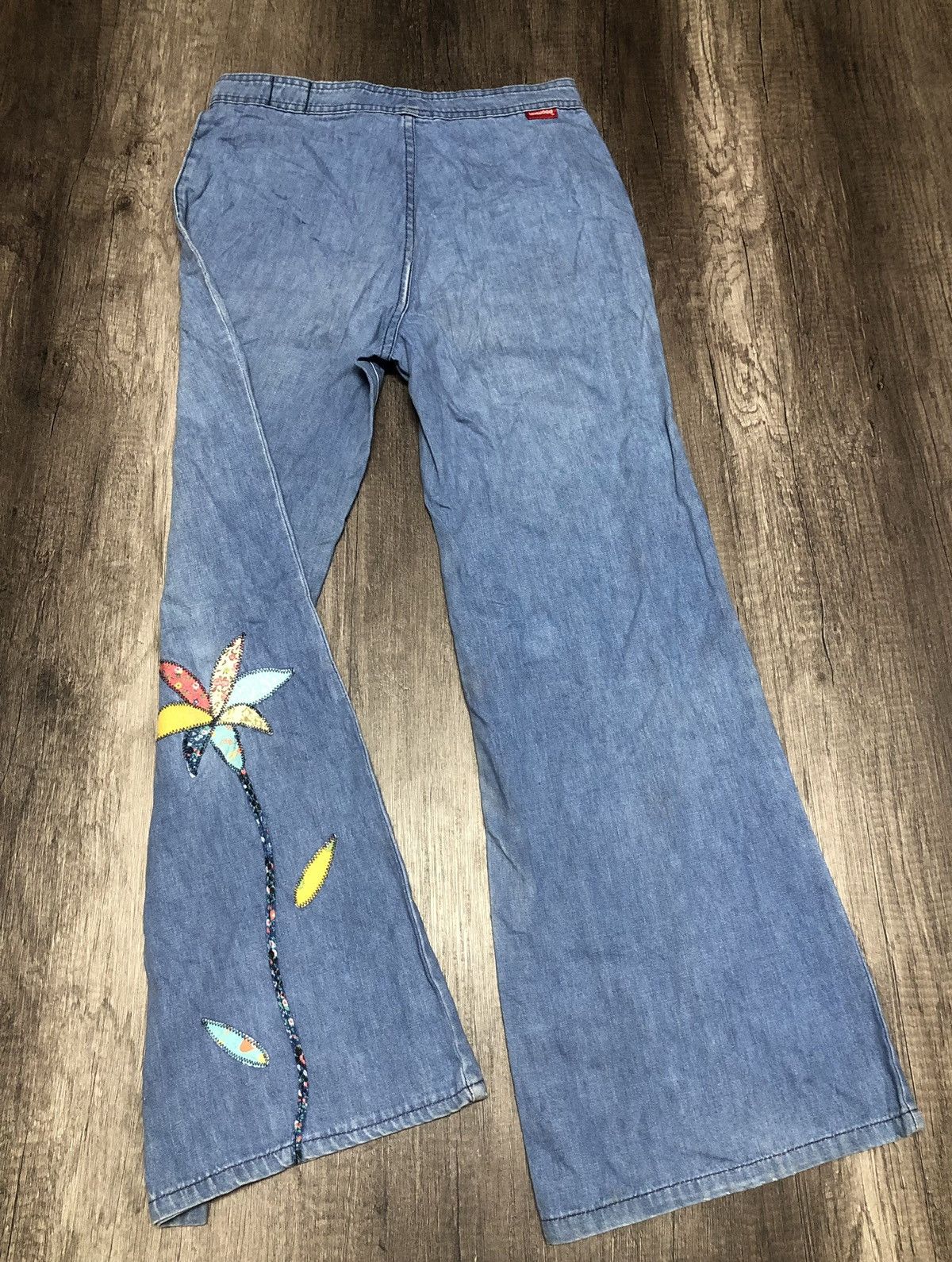 Hysteric Glamour × Vintage Vintage Miss Texwood Flared Jeans Flower Patches Design Size 29" - 14 Thumbnail