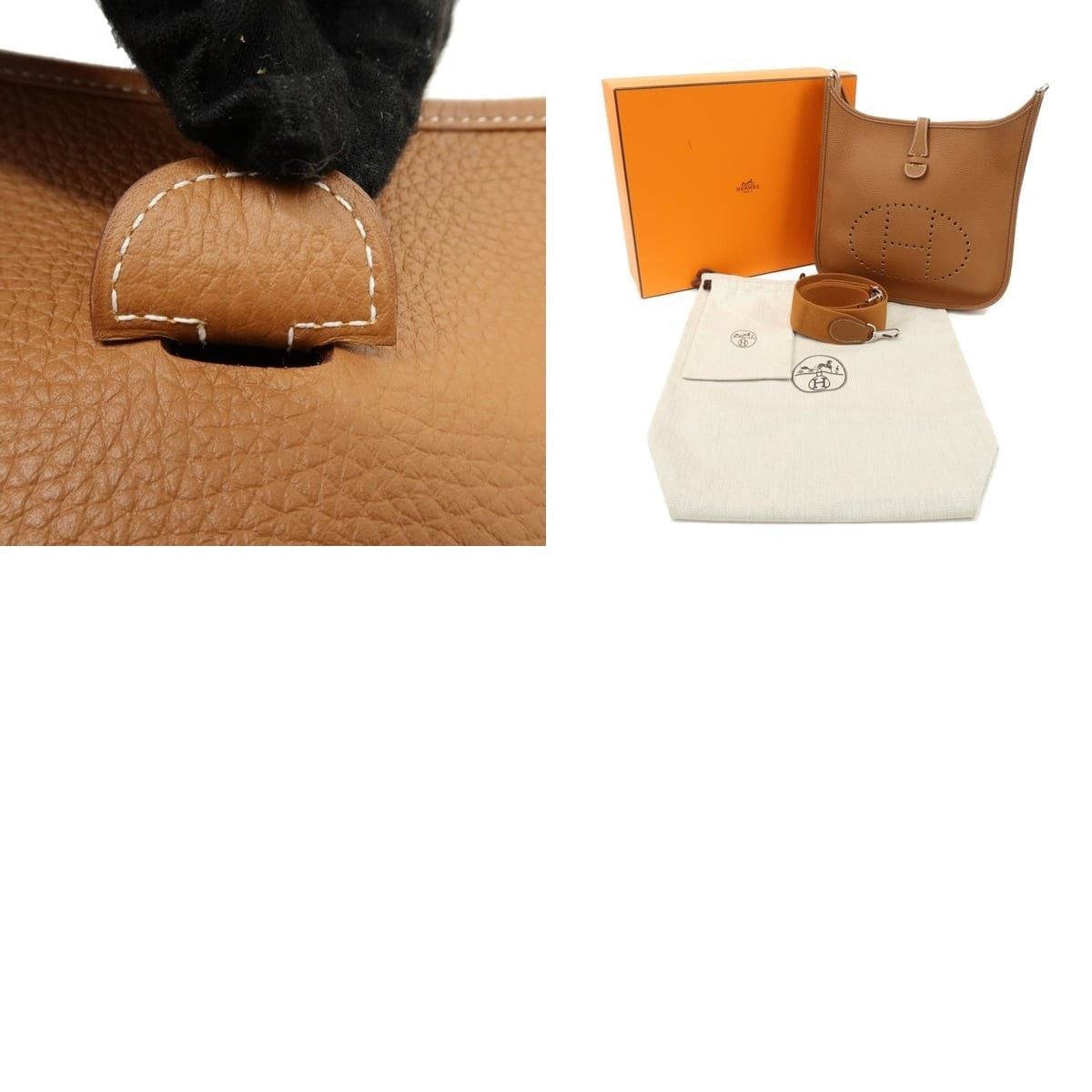 Hermes Hermes Evelyne III PM Clemence Leather Shoulder Bag Tan Size ONE SIZE - 5 Thumbnail