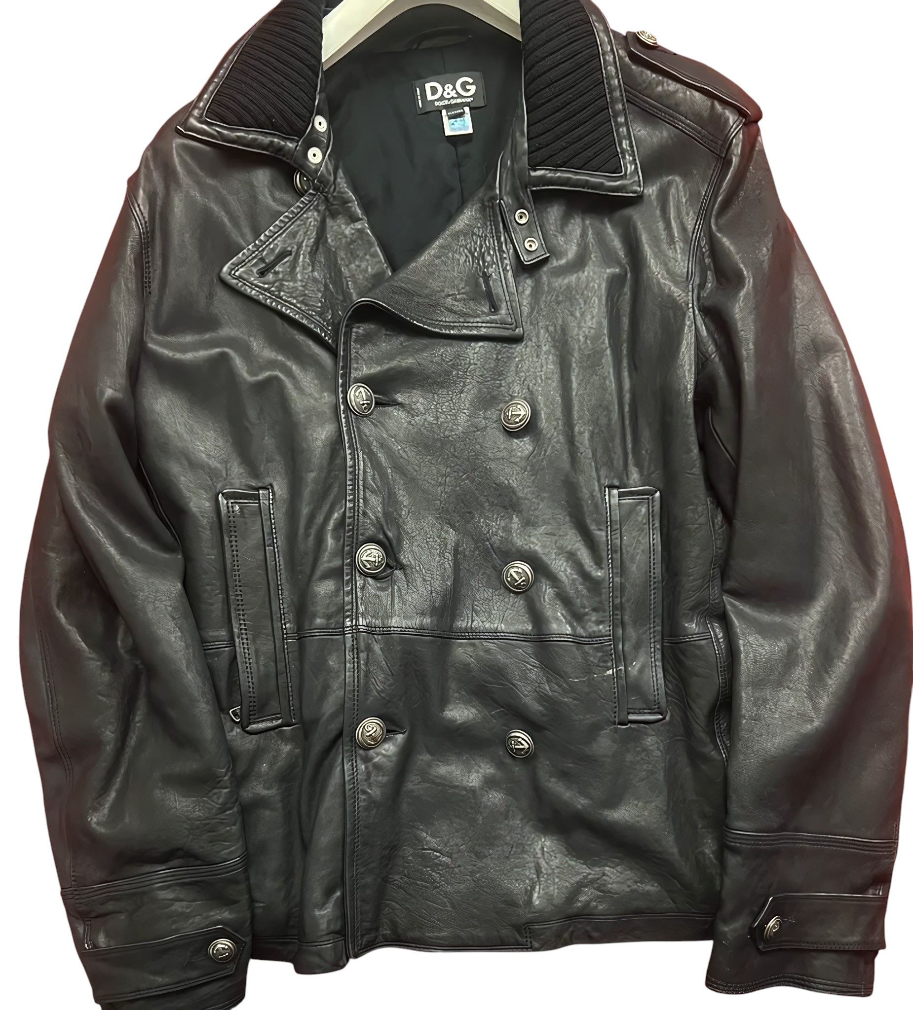 Dolce & Gabbana HEAVY LEATHER ARMY JACKET Size US L / EU 52-54 / 3 - 2 Thumbnail