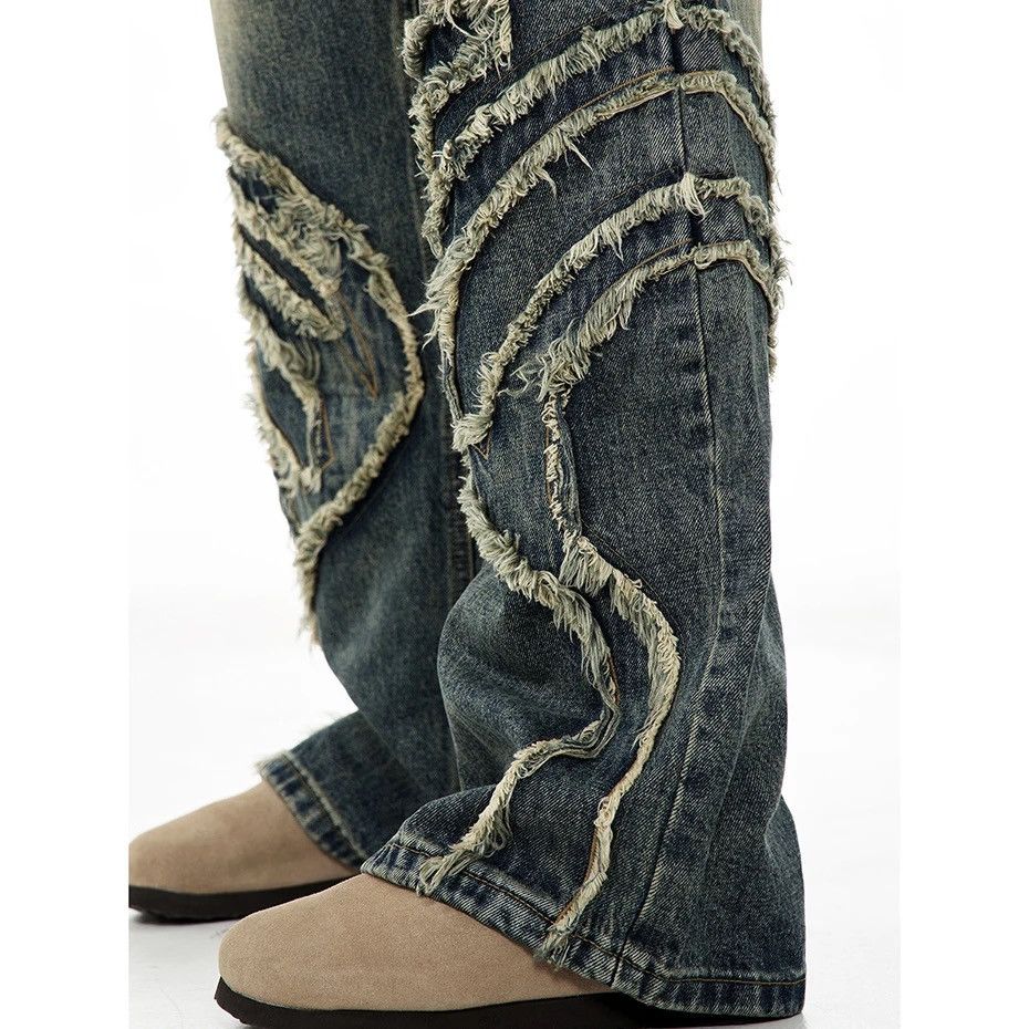 Jean × Vintage Embroidered Wide Leg Denim Vintage Jeans Size US 32 / EU 48 - 5 Thumbnail