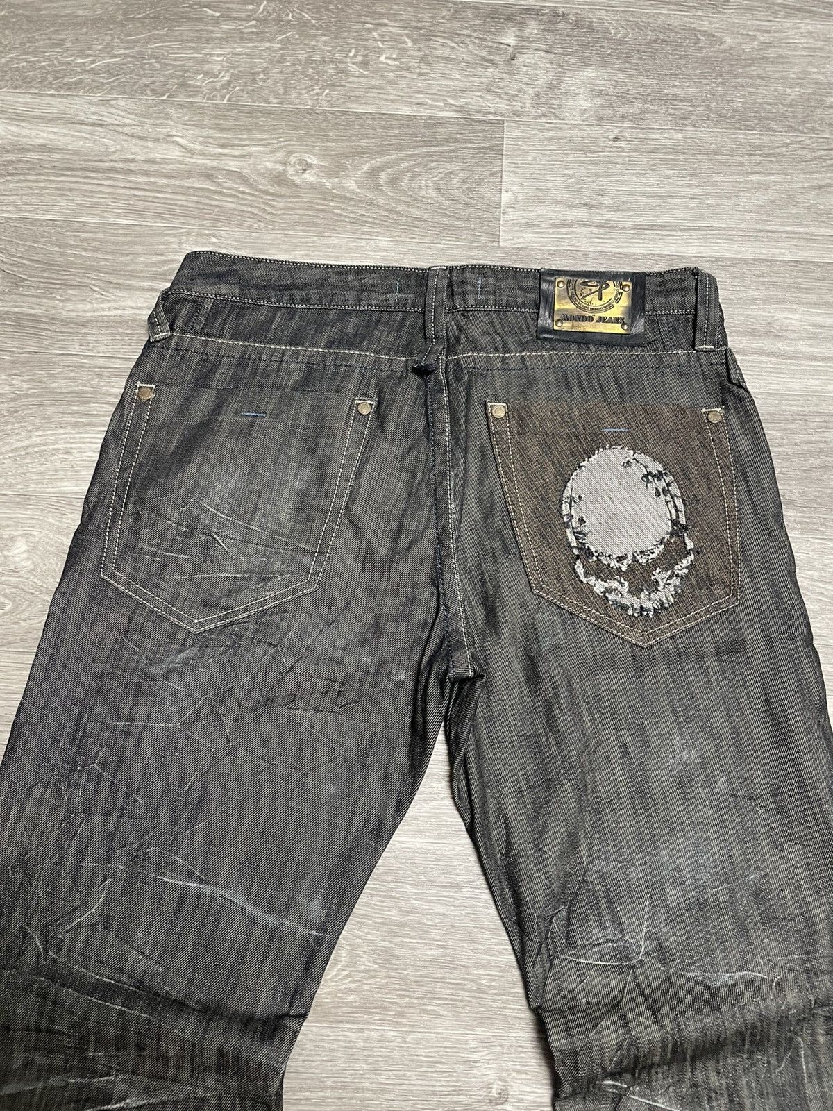 Other Vintage Mondo Distressed Skull Graphic Patchwork Jeans Denim Size US 36 / EU 52 - 16 Thumbnail