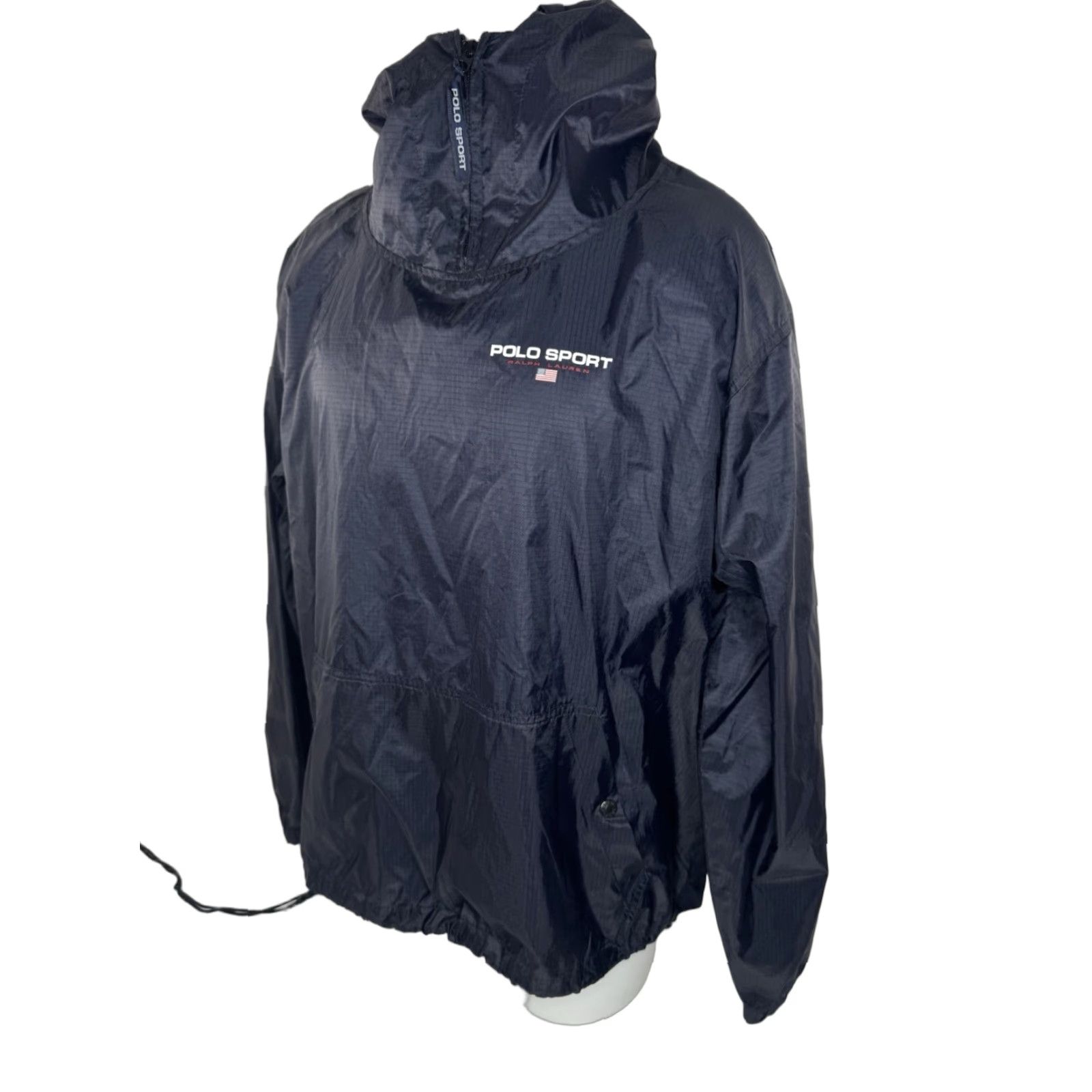 Vintage Polo Sport / Ralph Lauren Hooded Lightweight Windbreaker Pullover L Jacket Mens Nylon VERY DARK BLUE Windbreaker Lightweight Polo Sport Jacket Mens L Size US L / EU 52-54 / 3 - 1 Thumbnail
