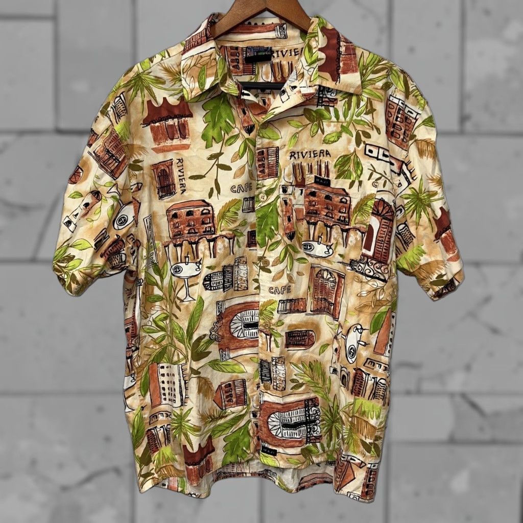 Vintage Cuban Cigar Factory Beige Hawaiian Shirt Mens Regular Fit Size Large Size US L / EU 52-54 / 3 - 1 Thumbnail