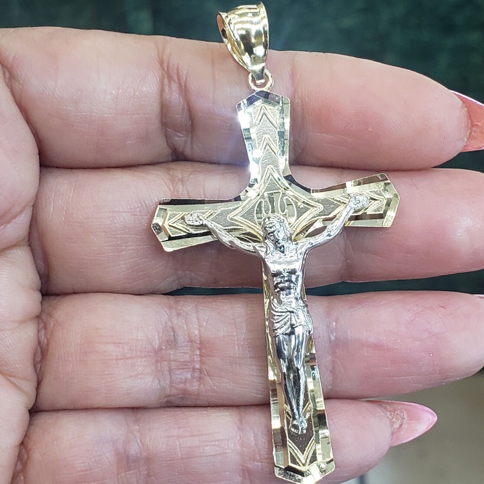 Other Big Two tone 14k Gold Jesus Crucifix Cross Pendant Size ONE SIZE - 22 Thumbnail