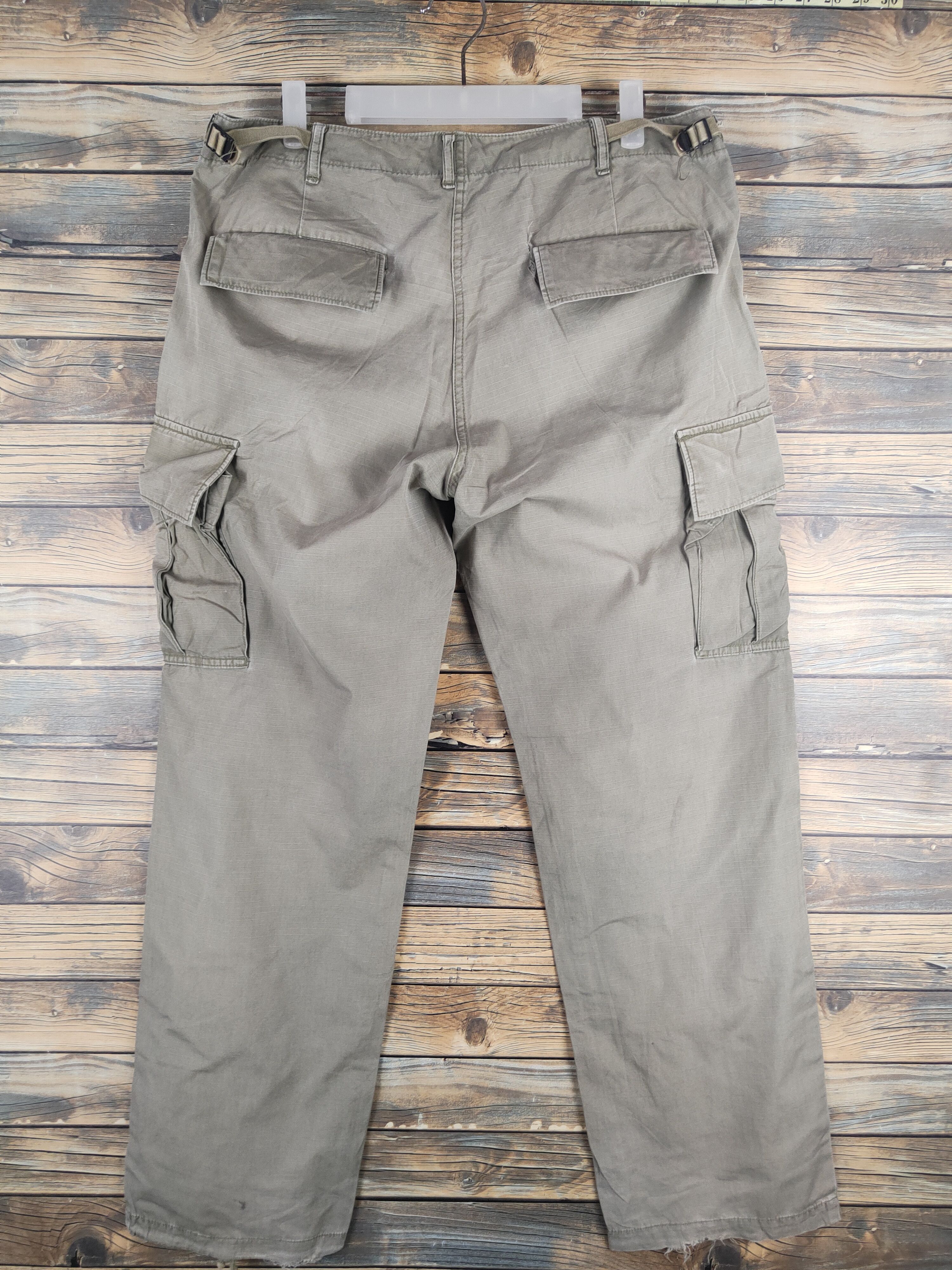 Japanese Brand DL Back Number Olive Faded Multipocket Cargo Pants #46-227T Size US 34 / EU 50 - 9 Thumbnail