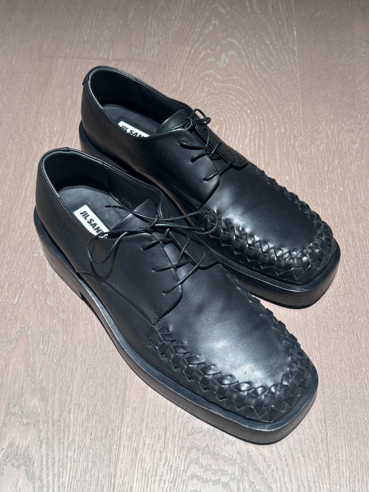 Jil Sander Jil Sander square-toe woven leather shoes 41 (runs large) 1w Size US 7 / EU 40 - 1 Thumbnail