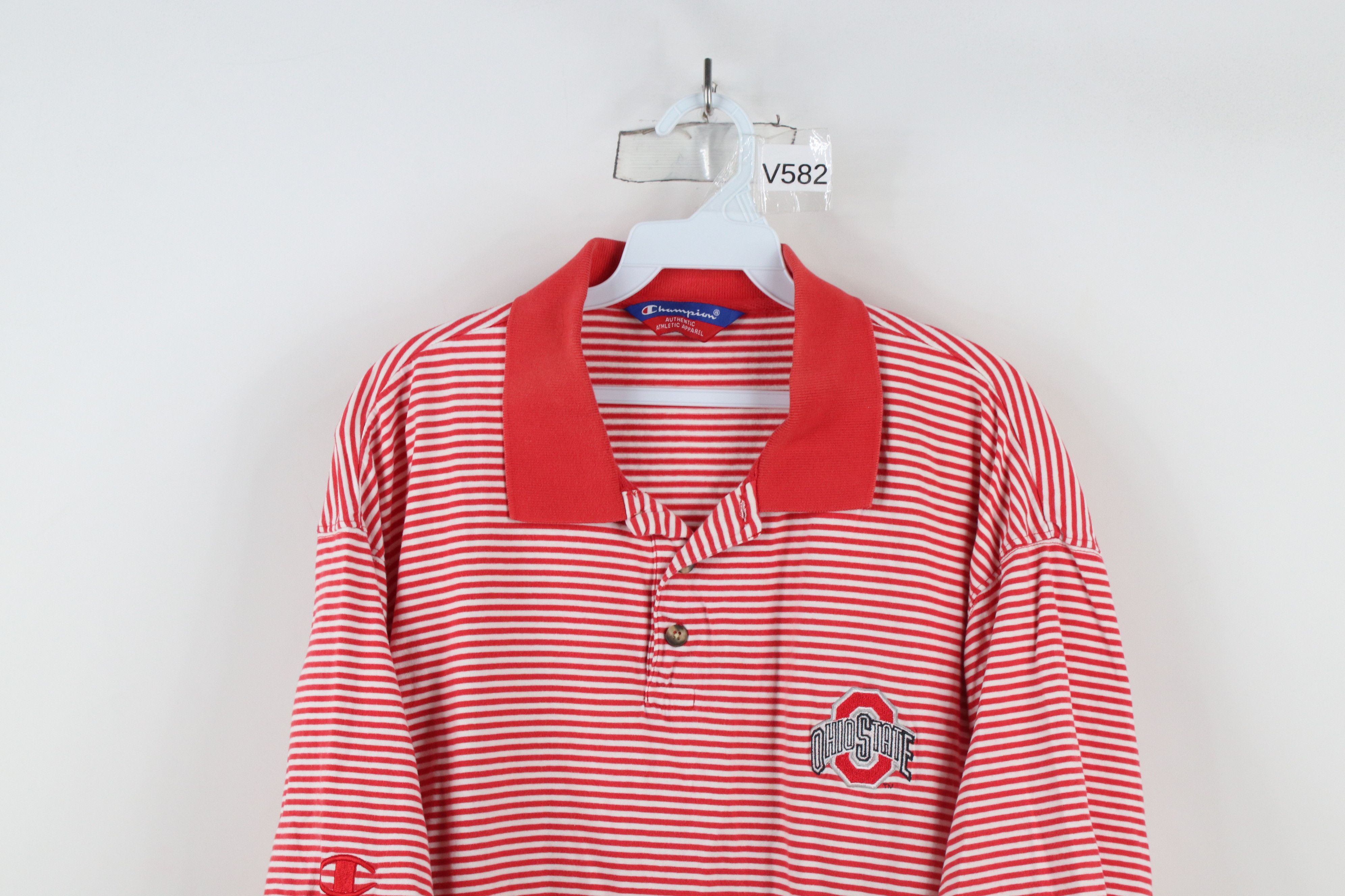 Champion × Vintage Vintage 90s Champion Ohio State University Polo Shirt Red Size US XL / EU 56 / 4 - 2 Thumbnail