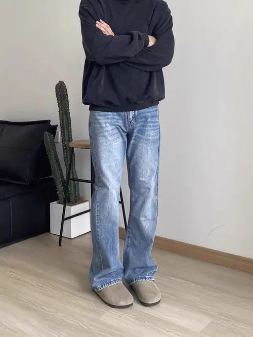 VIBE Light blue washed and distressed straight leg jeans Size US 30 / EU 46 - 5 Thumbnail