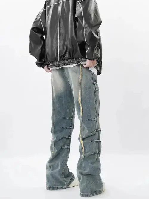 Jean Retro Heavy Duty Washed Multi-Pocket Cargo Jeans Size US 31 - 7 Thumbnail